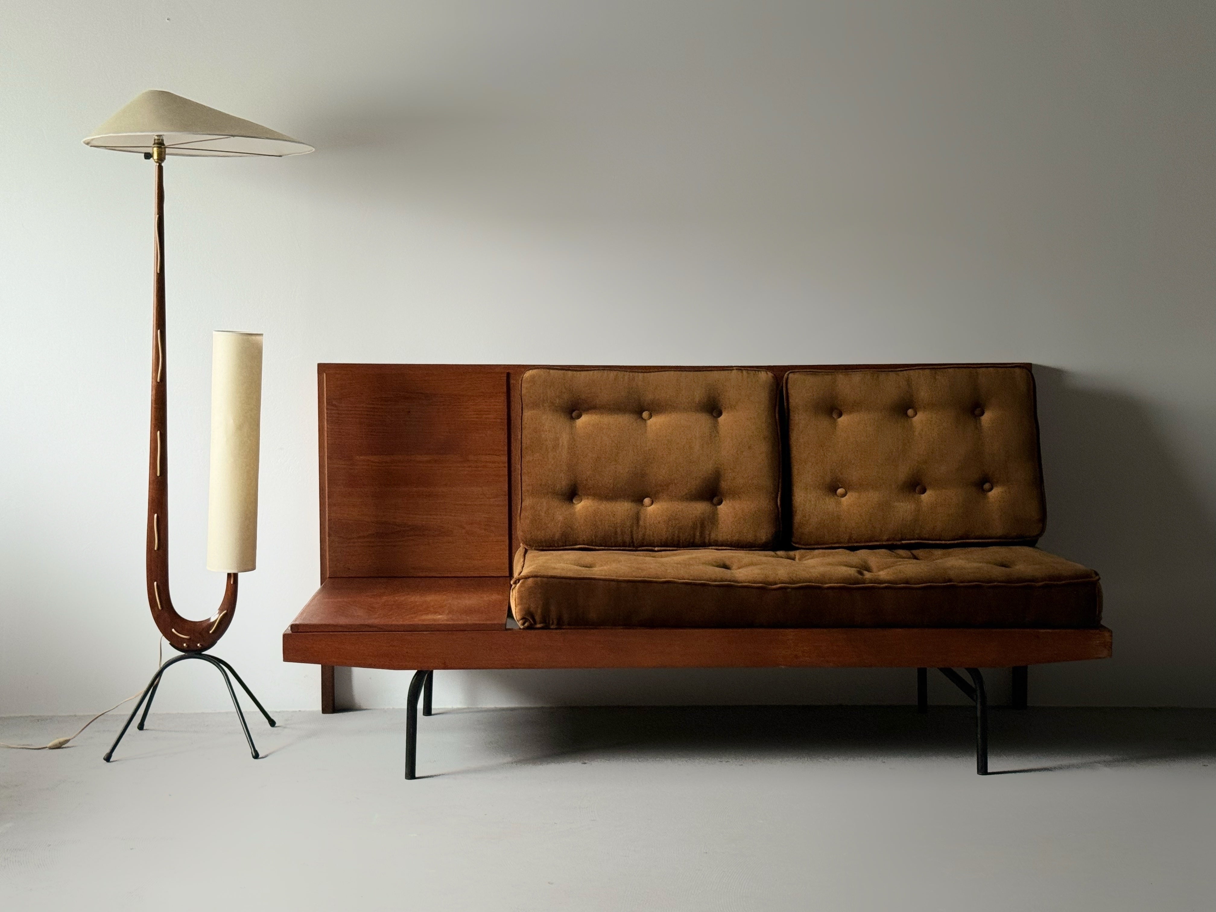 Vintage Bench "day and night" by Pierre Guariche 1950s French /Bench that can form a daybed