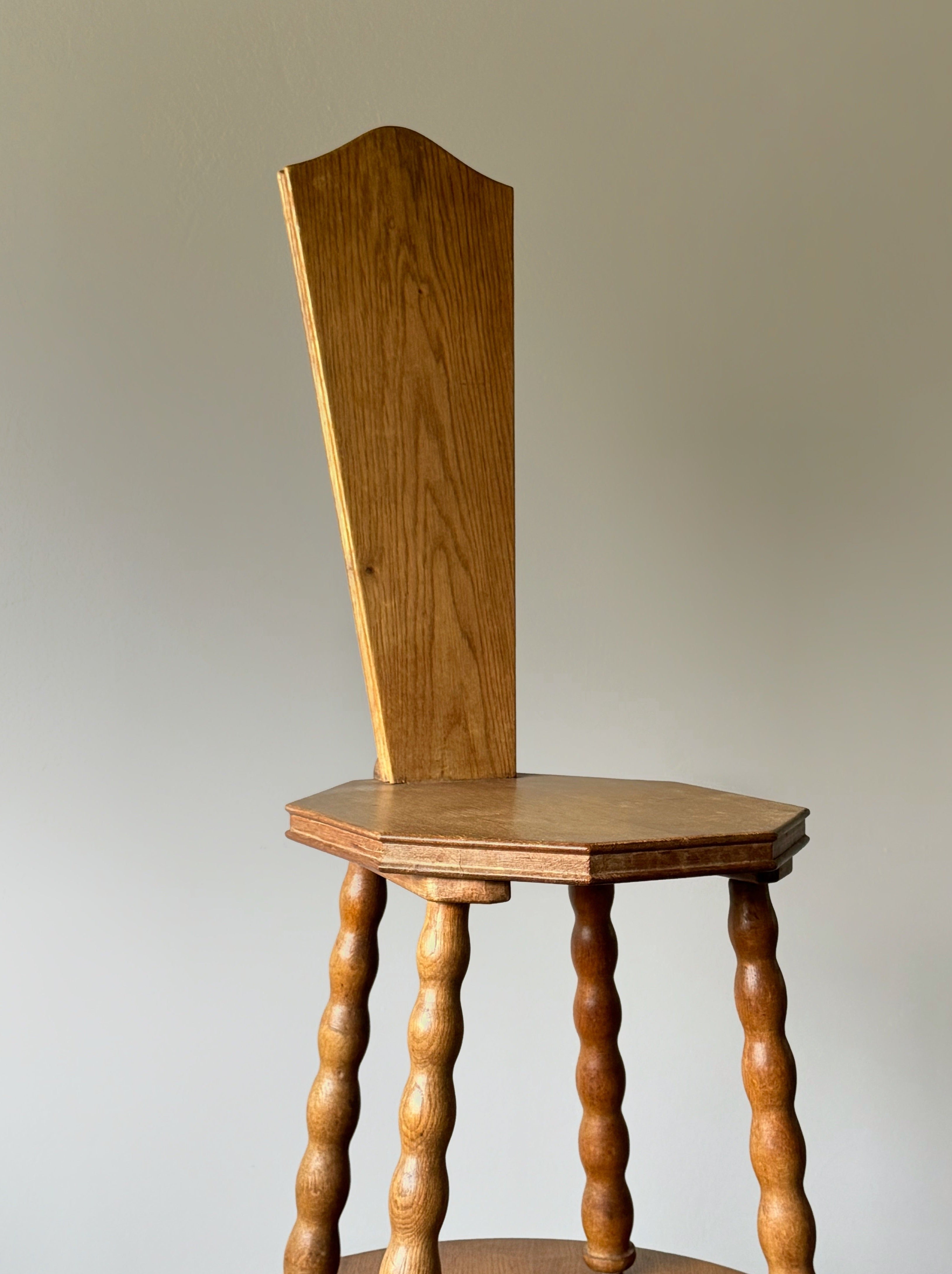 Sculptural Patinated Oak Spinning Chairs, Early 20th Century