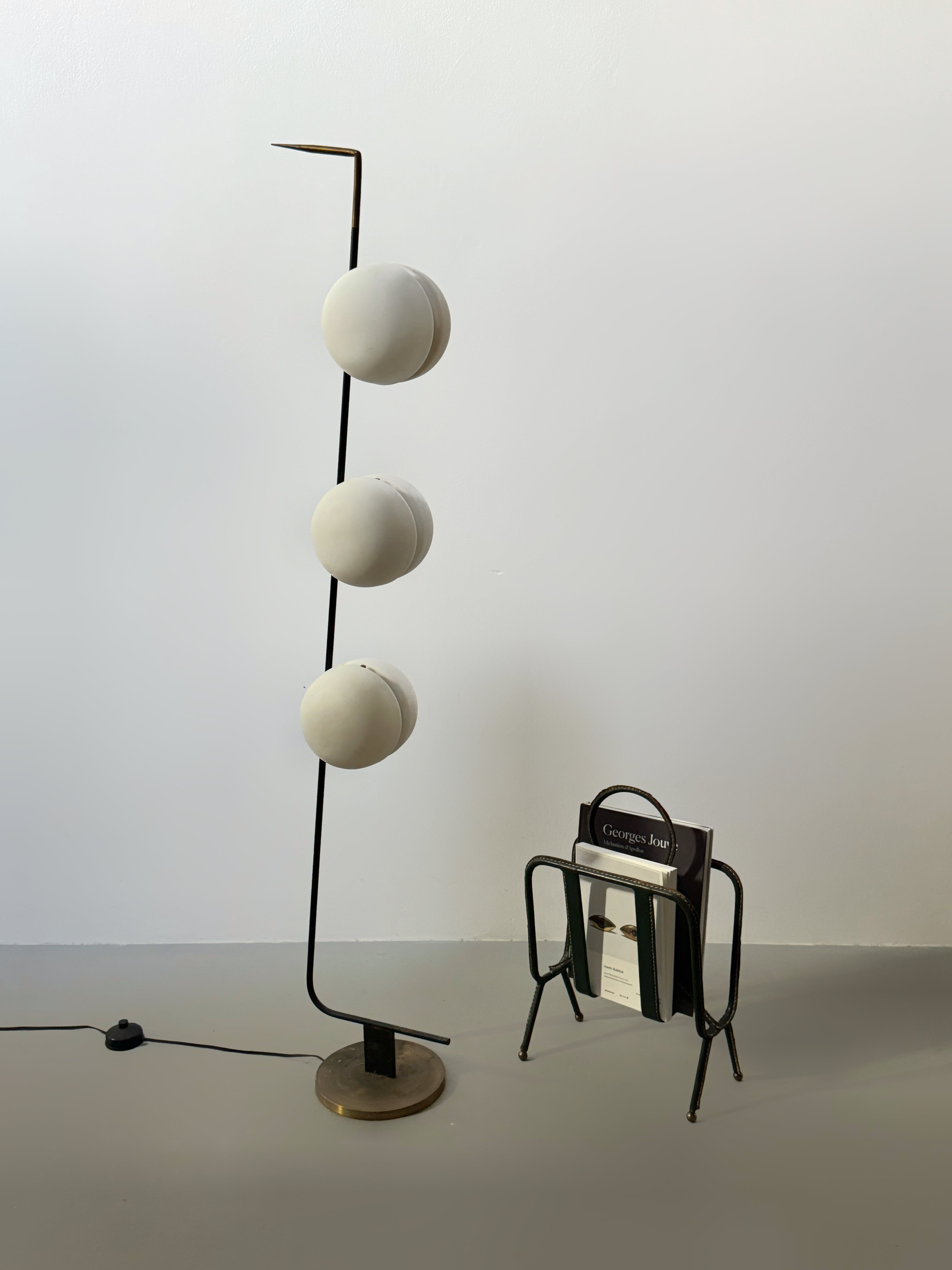 3 Globe Floor Lamp by Lunel, France 1950s