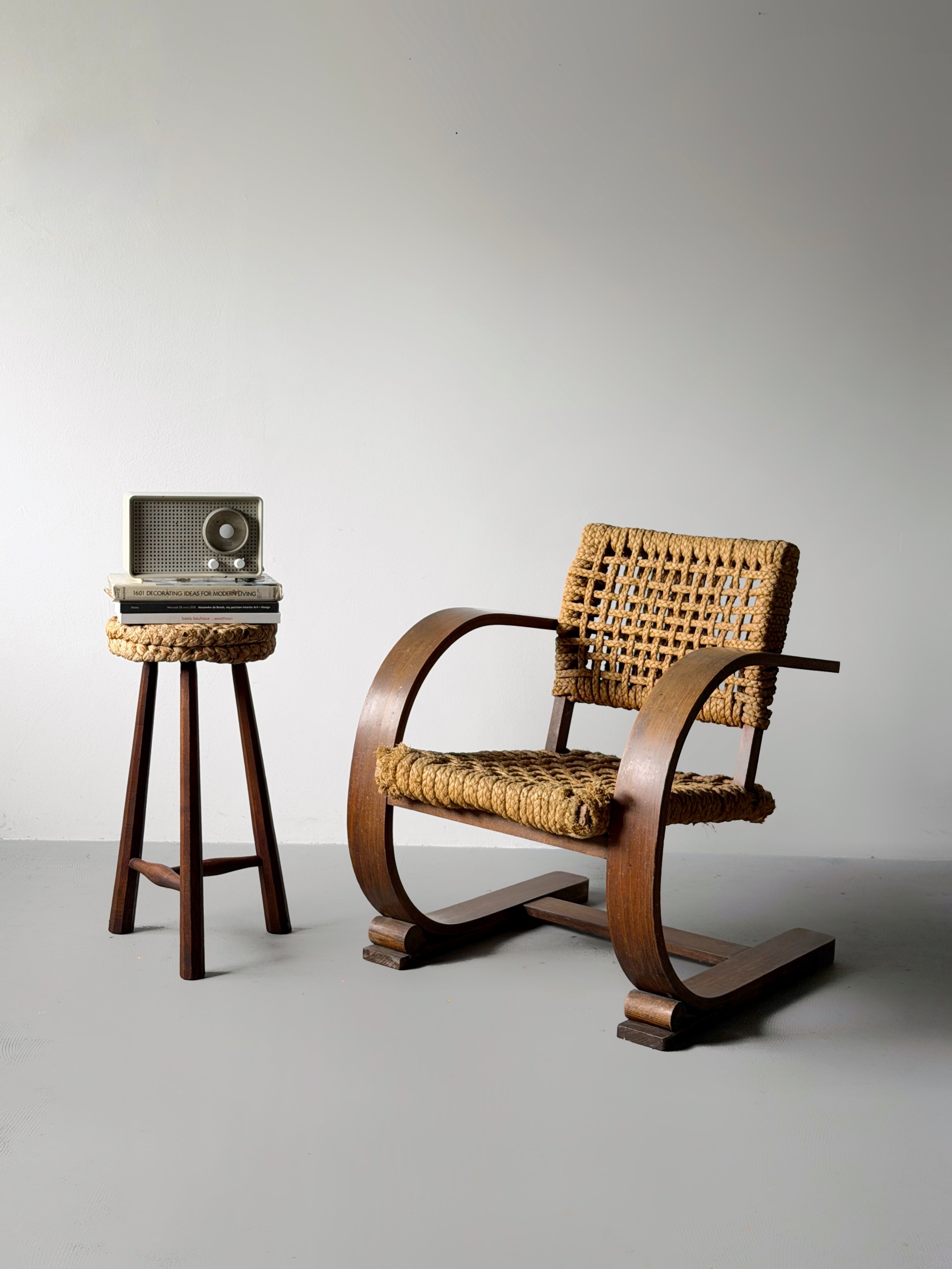 Stool by Adrien Audoux & Frida Minet, France 1950s