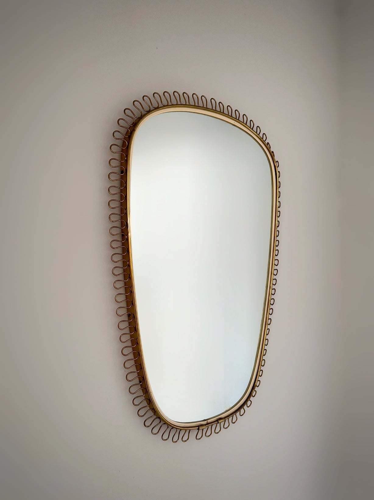 Ovoid Shape Brass Mirror by Josef Frank for Svenskt Tenn, Sweden 1950s