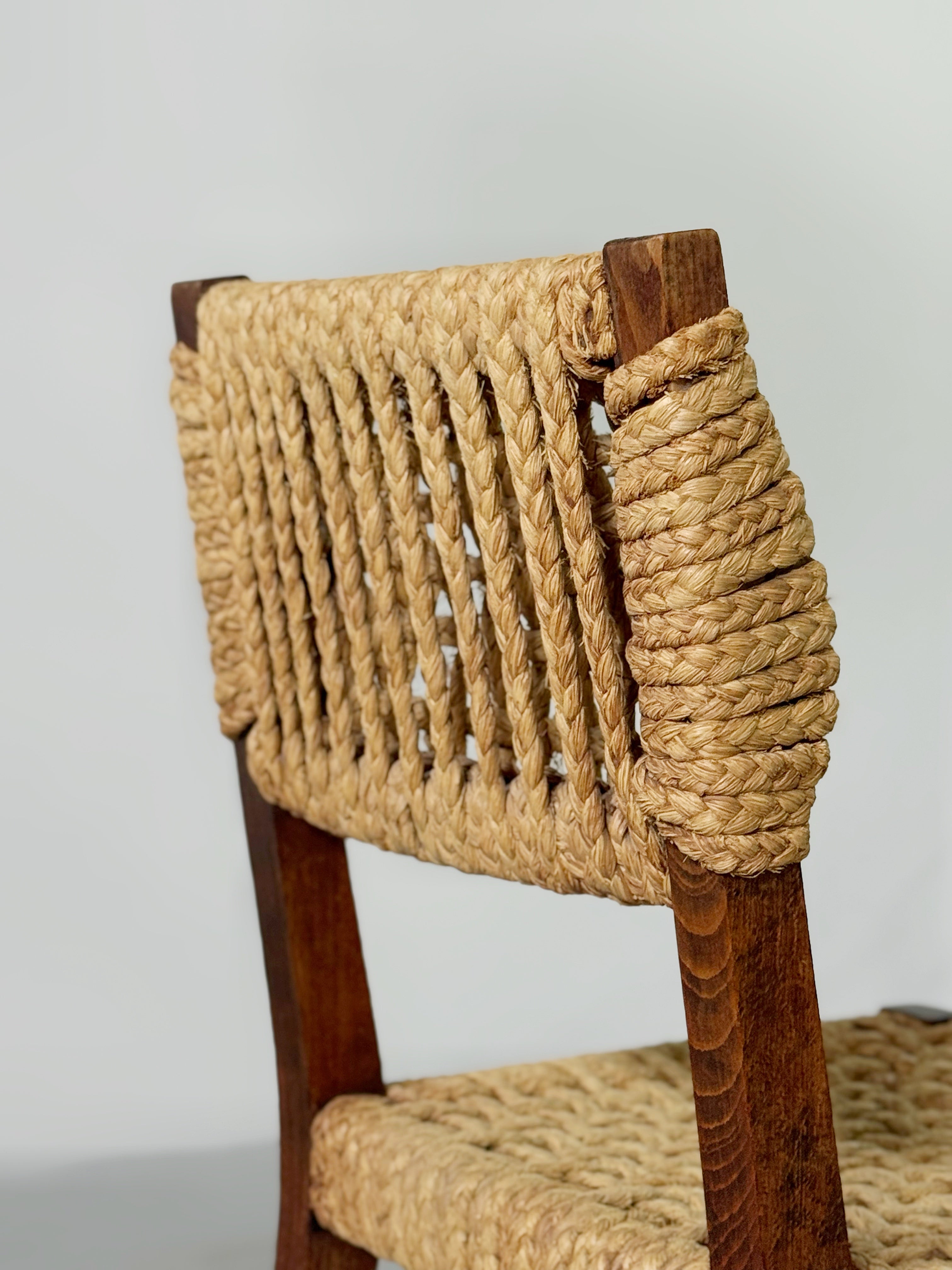 Rope Dining Chair by Adrien Audoux & Frida Minet for Vibo Vesoul France 1960s