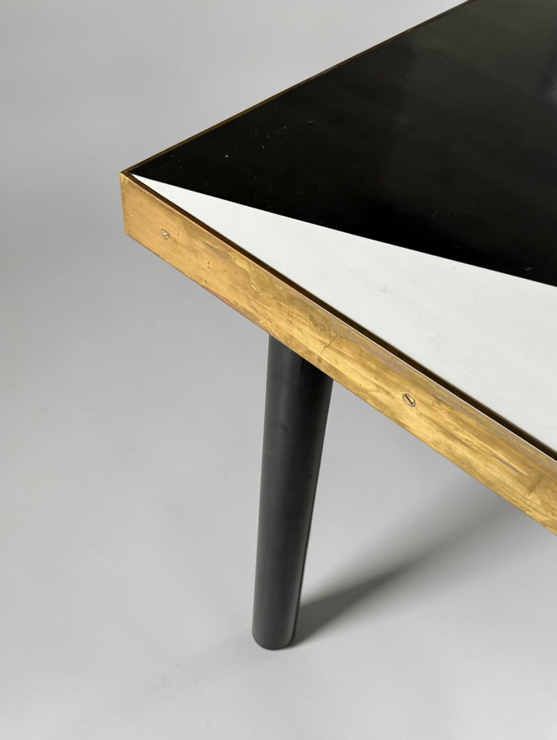 Vintage Table with Brass-Bound Edges