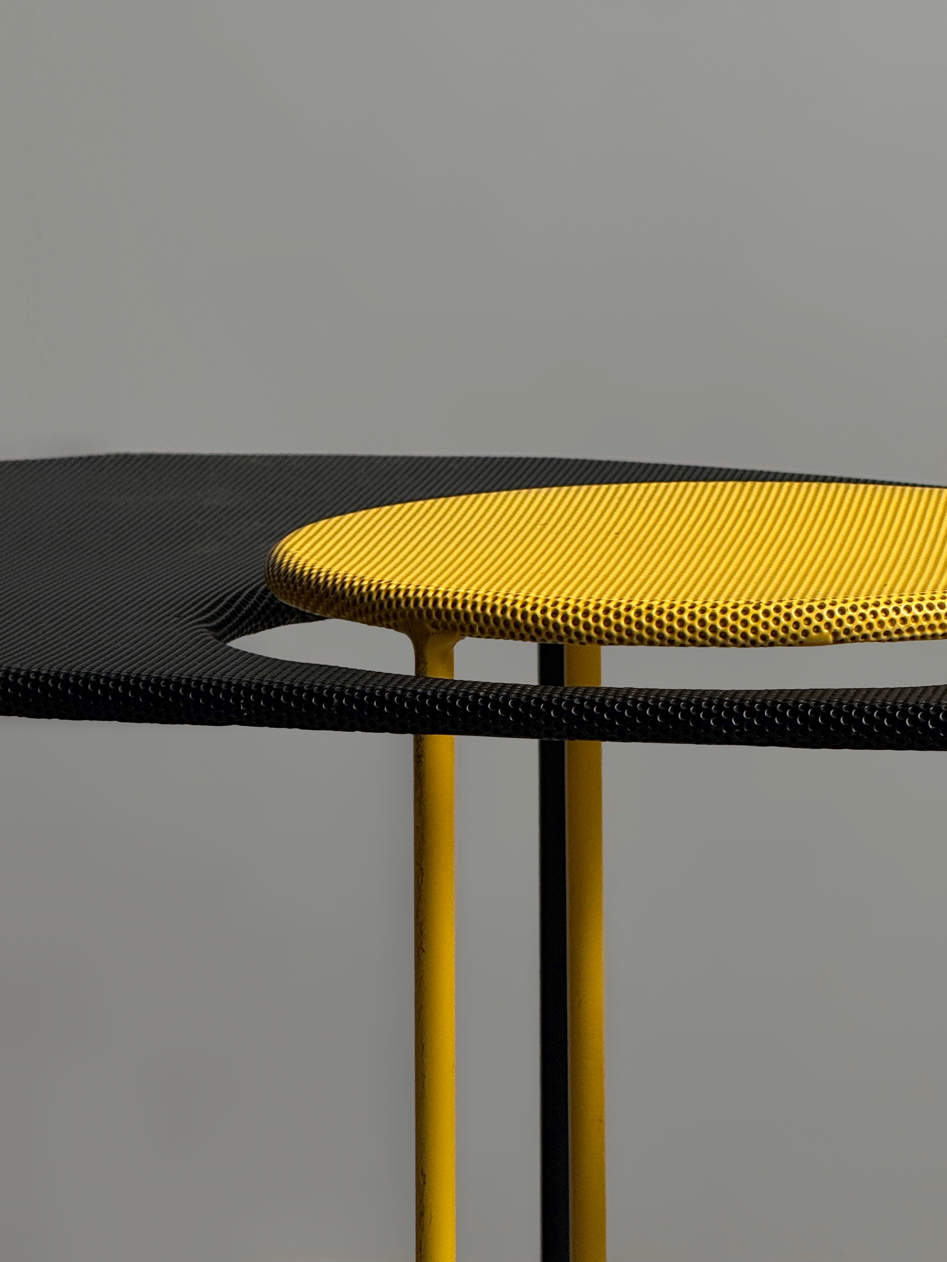 Kangaroo side tables by Mathieu Mategot set of two in black & yellow, for Gubi, 1954