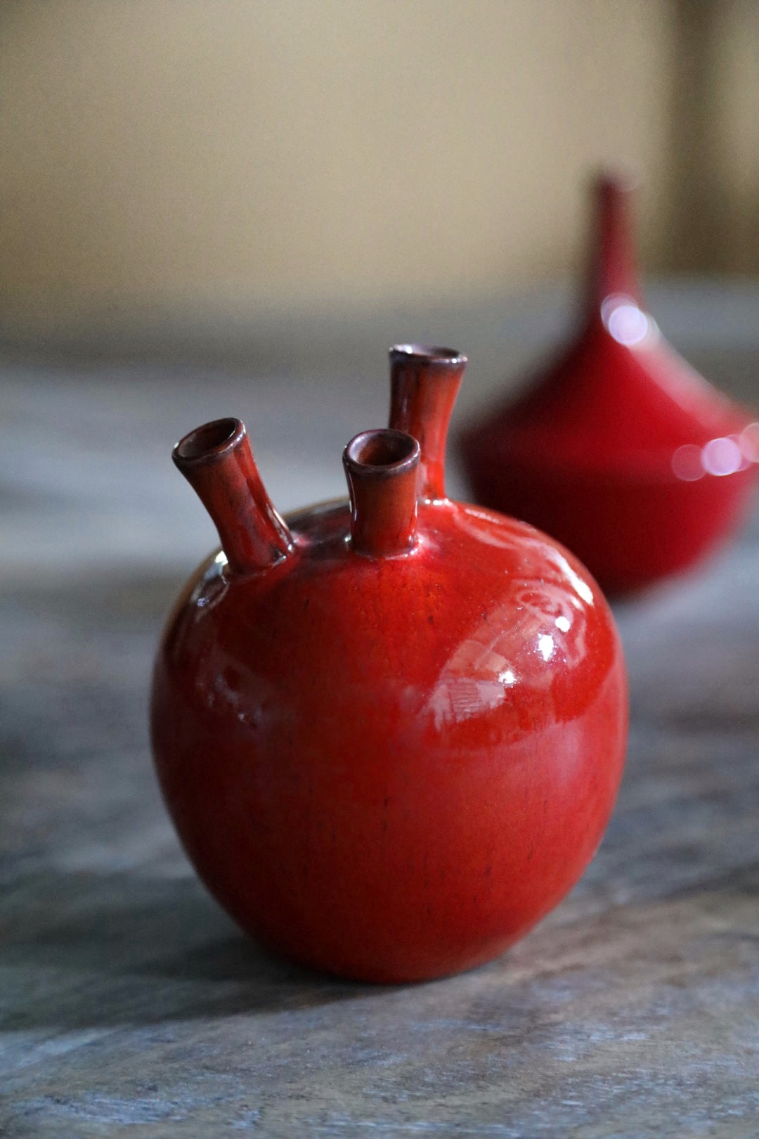 Red-Glazed Tapered Vase by Roger Vandeweghe for Amphora, Belgium 1960s