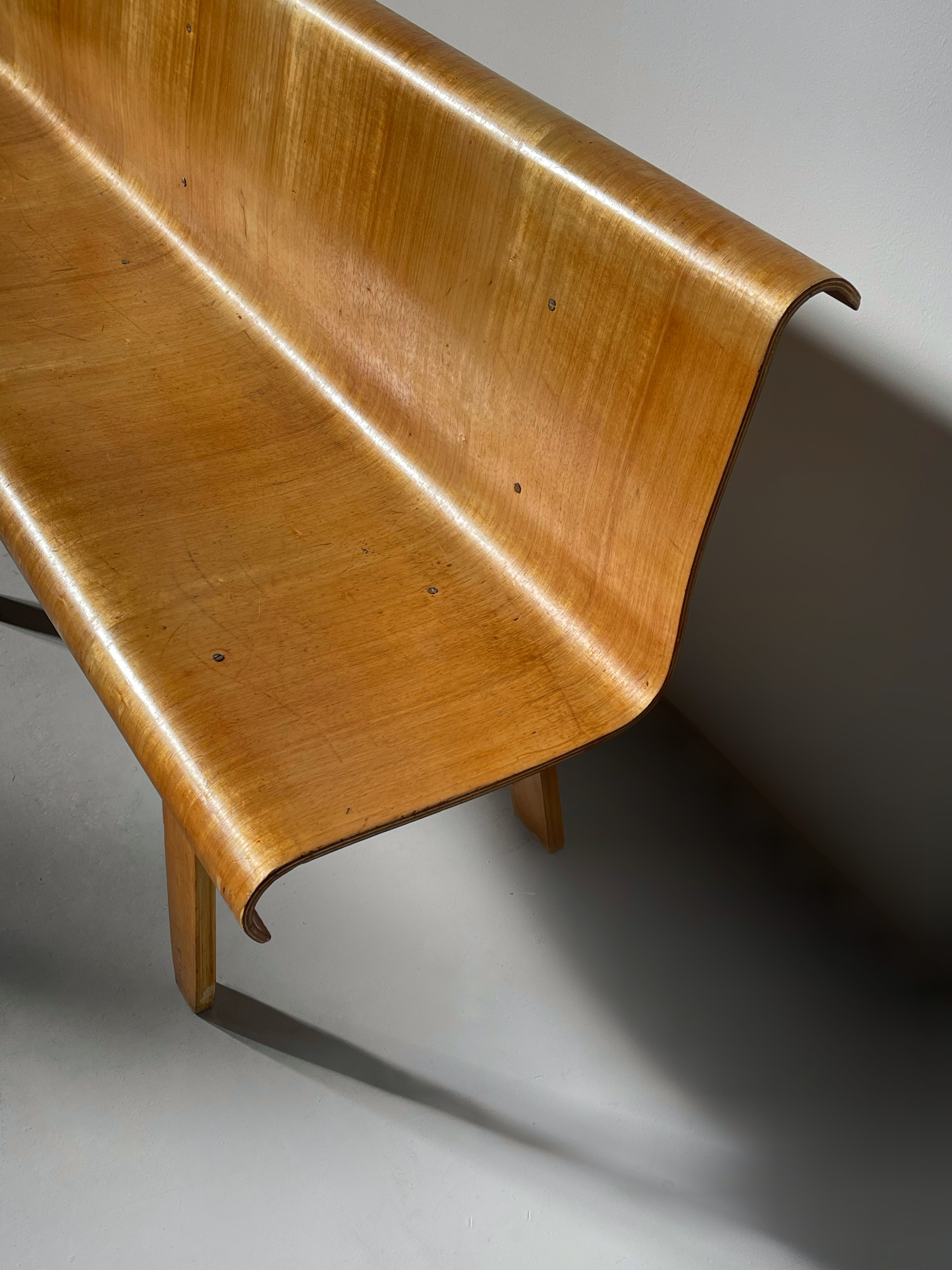 Rare Plywood Bench by Architect Mart Stam, 1940s