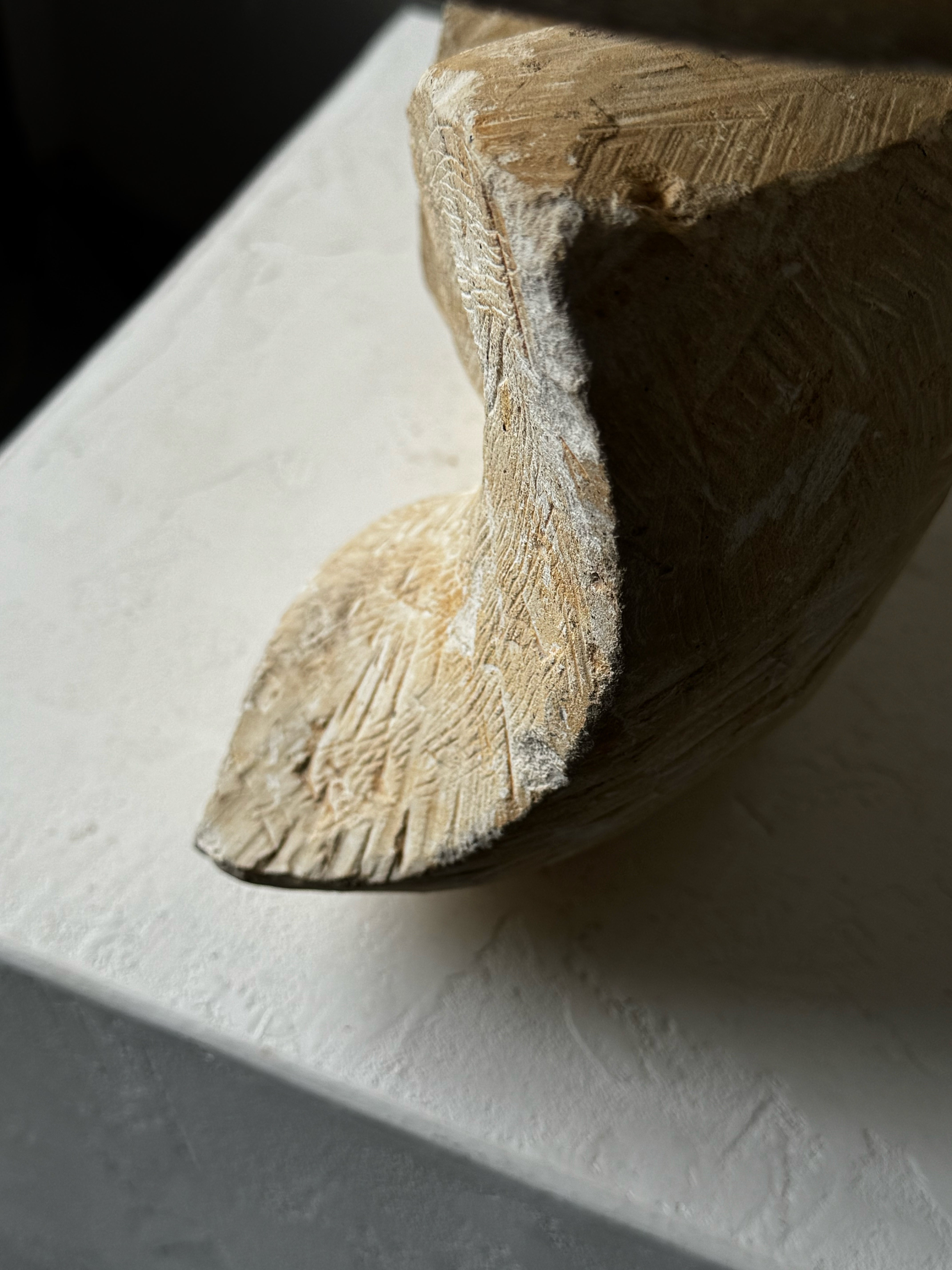 Unique plaster lamp with silk shade, France 1950s