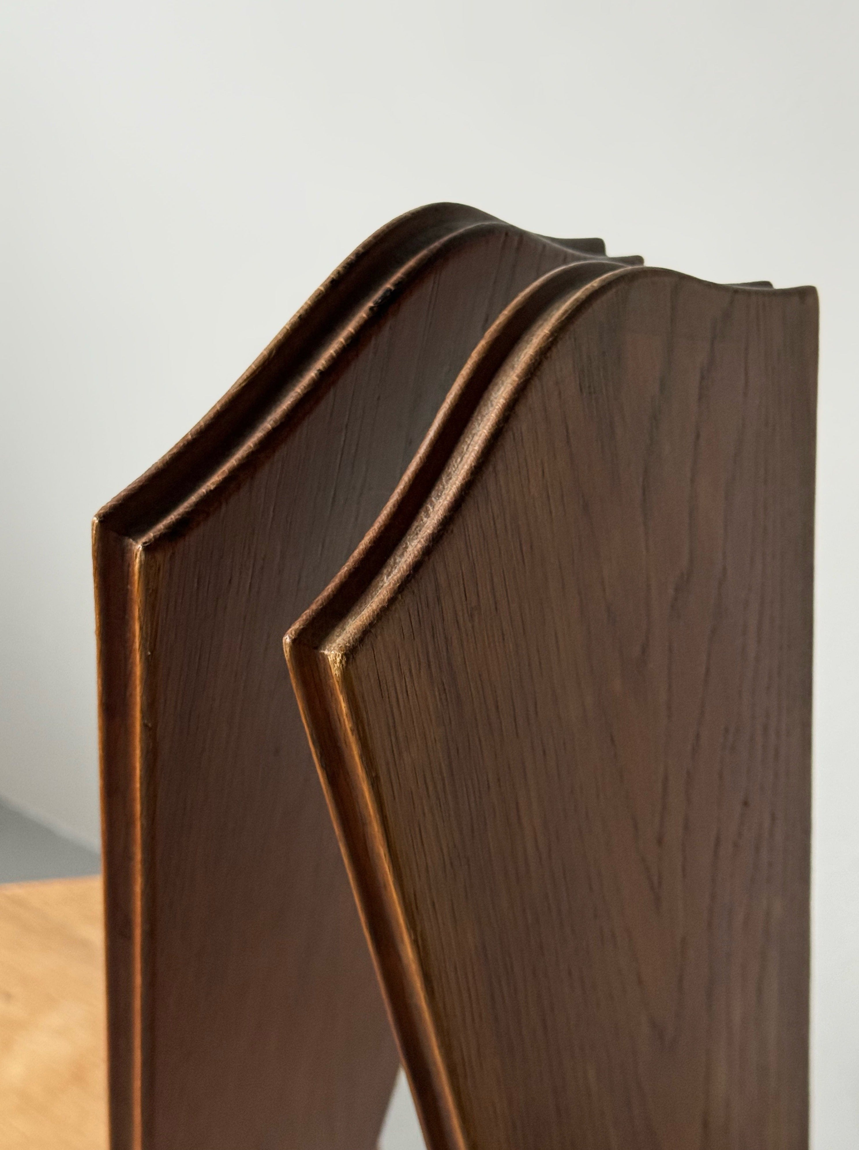 Sculptural Patinated Oak Spinning Chairs, Early 20th Century