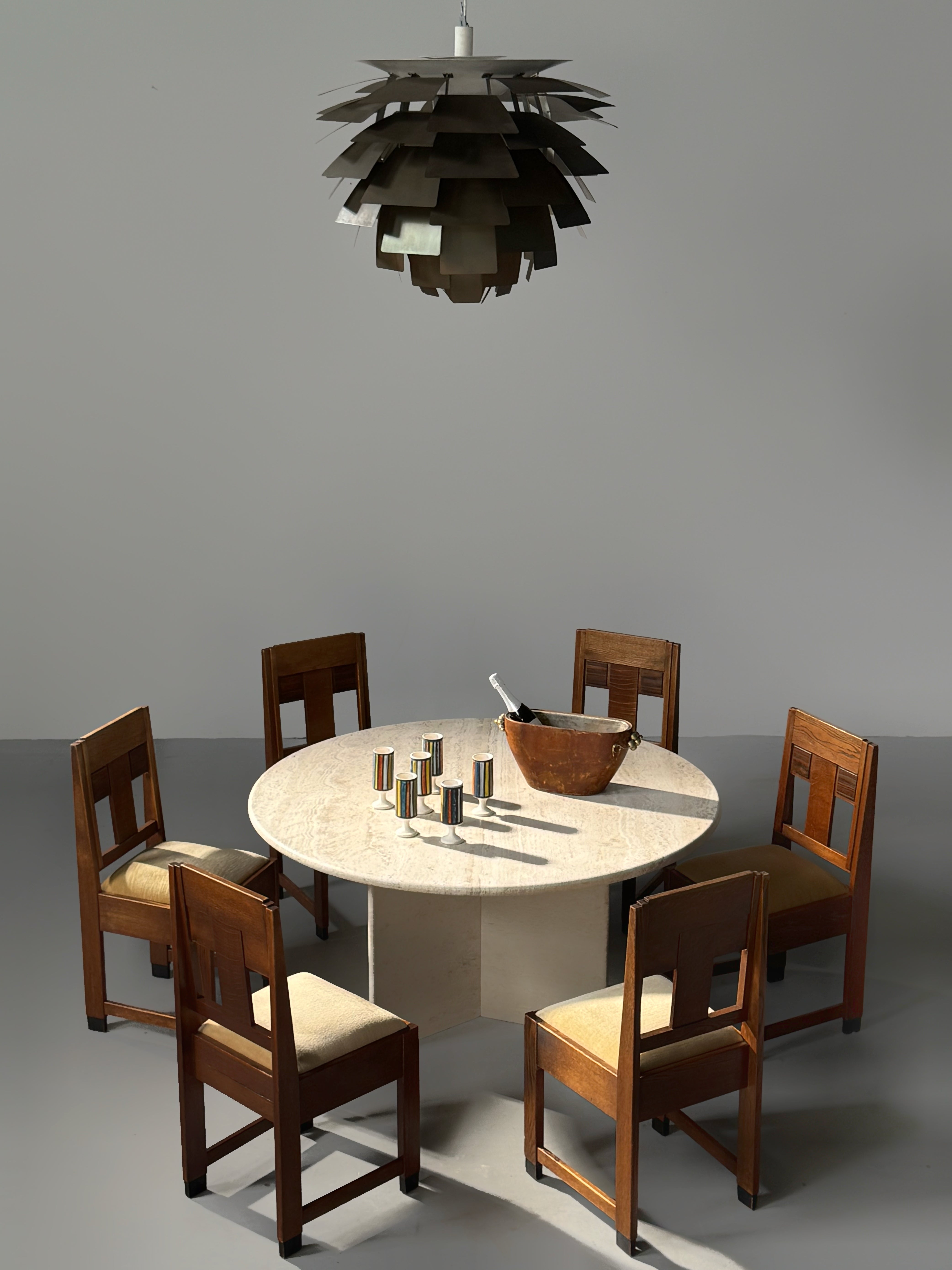 Travertine Round Dining Table