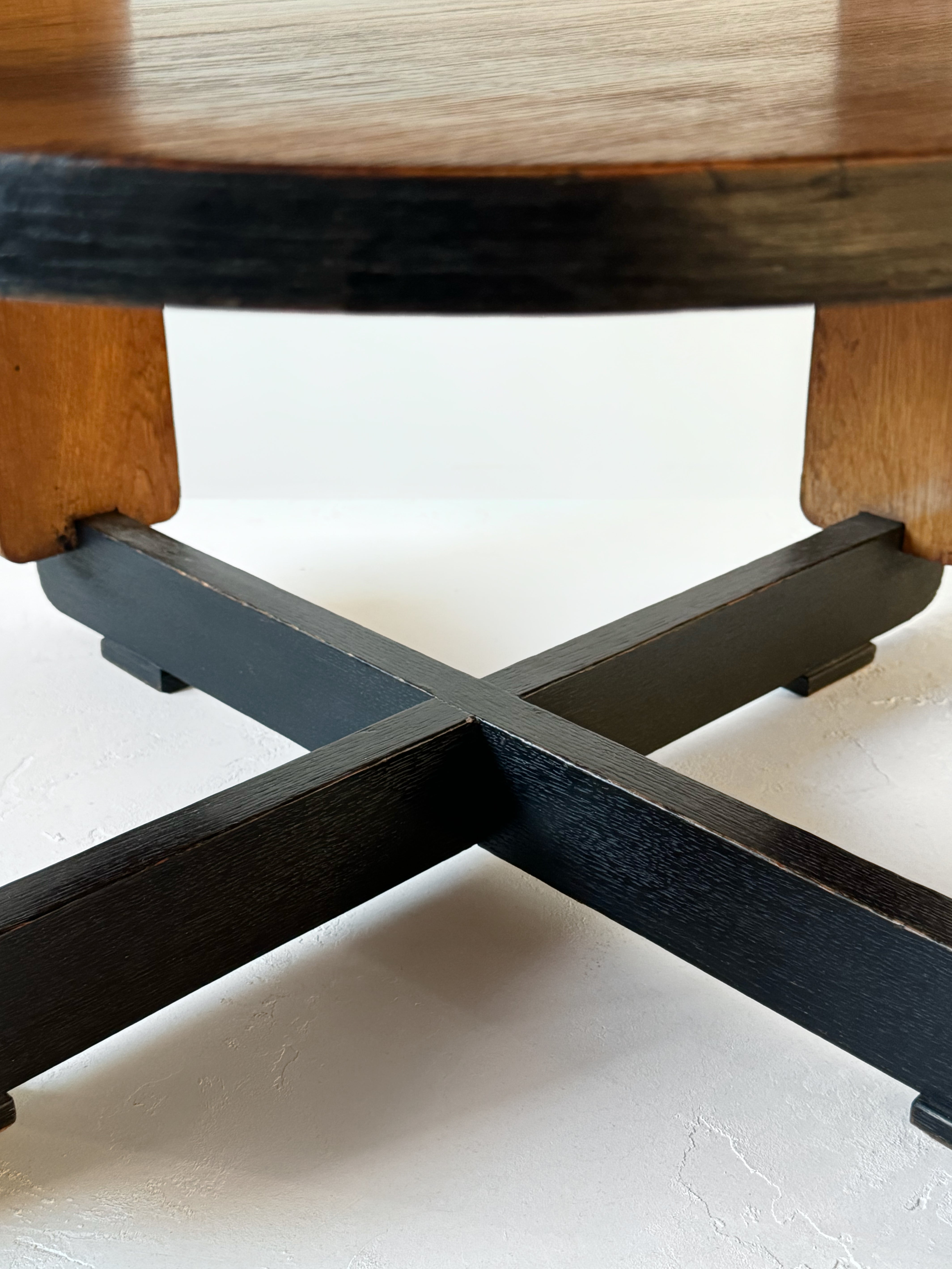 Oak Art Deco Modernist Side Table by Jan Brunott, Netherlands 1920s