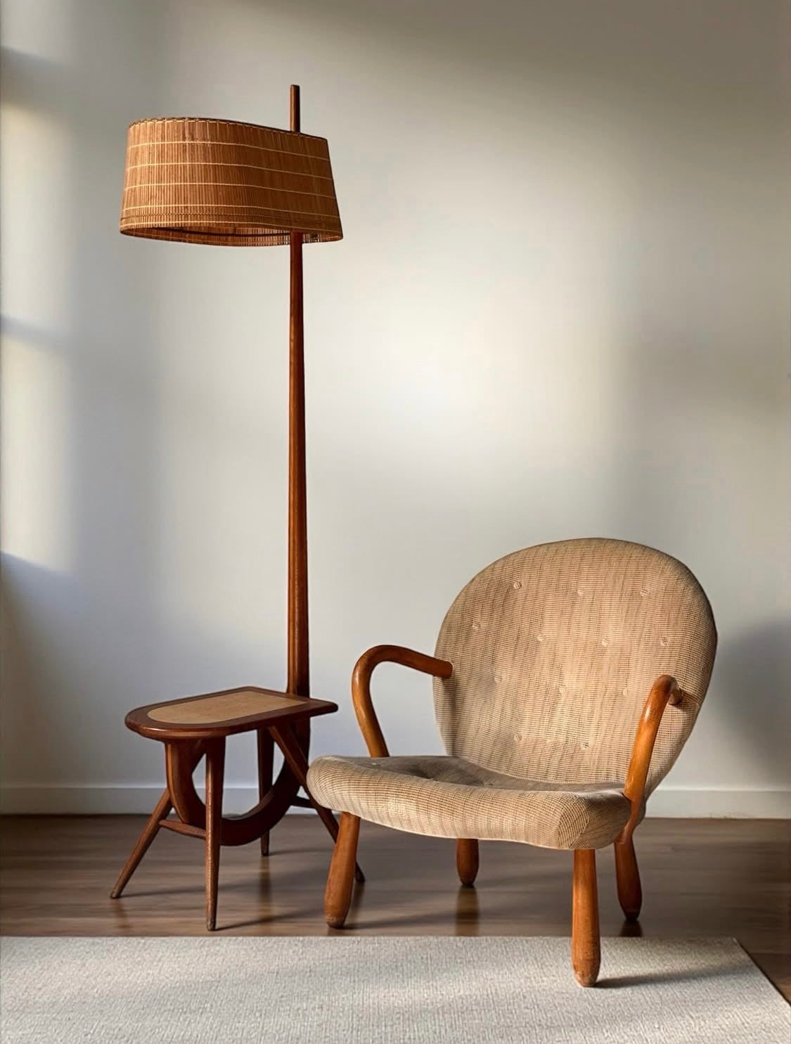 Tripod Floor Lamp with Shelf, France 1960s