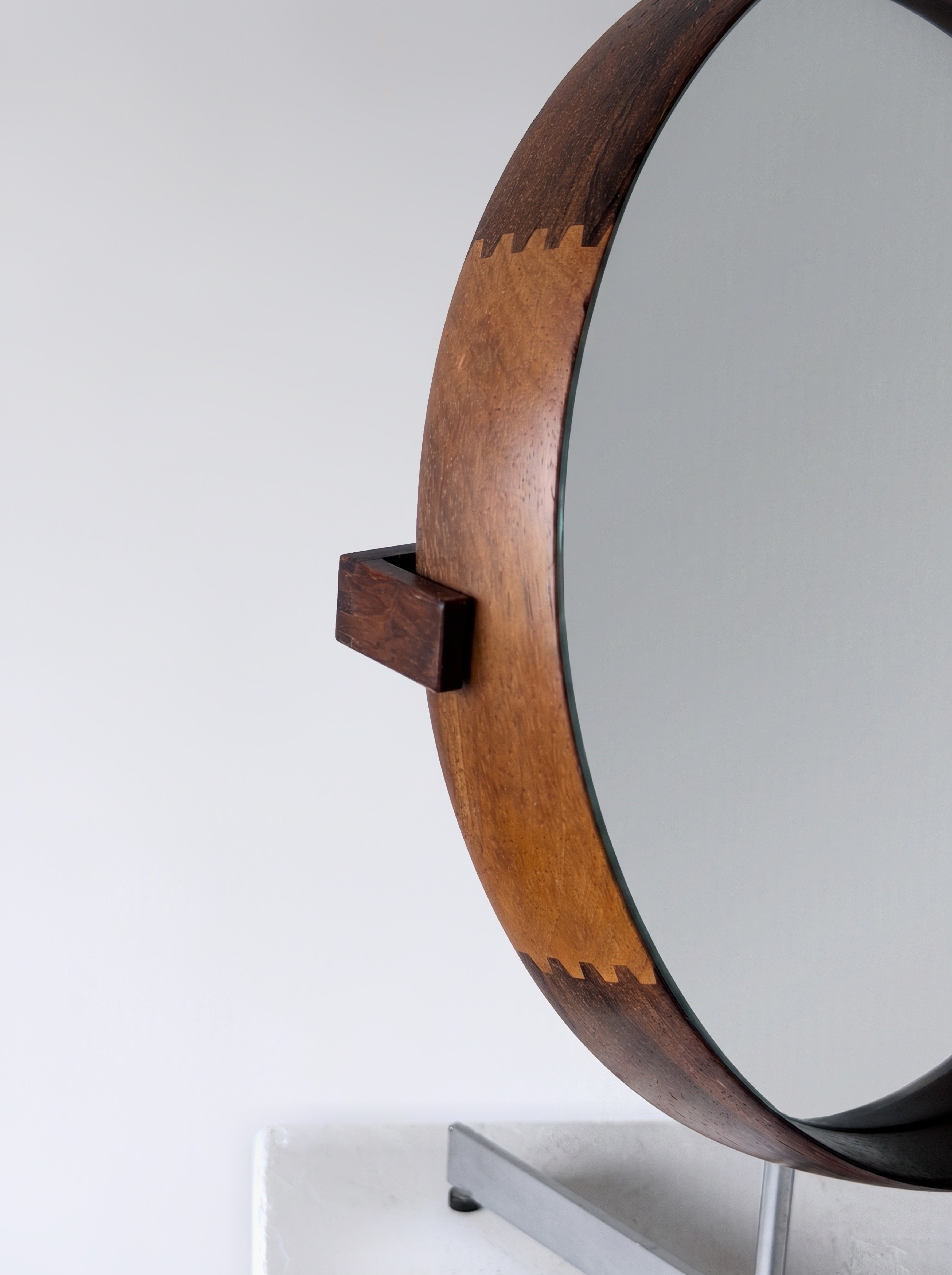 Rosewood Table Mirror by Uno & Östen Kristiansson for Luxus, Sweden 1960s