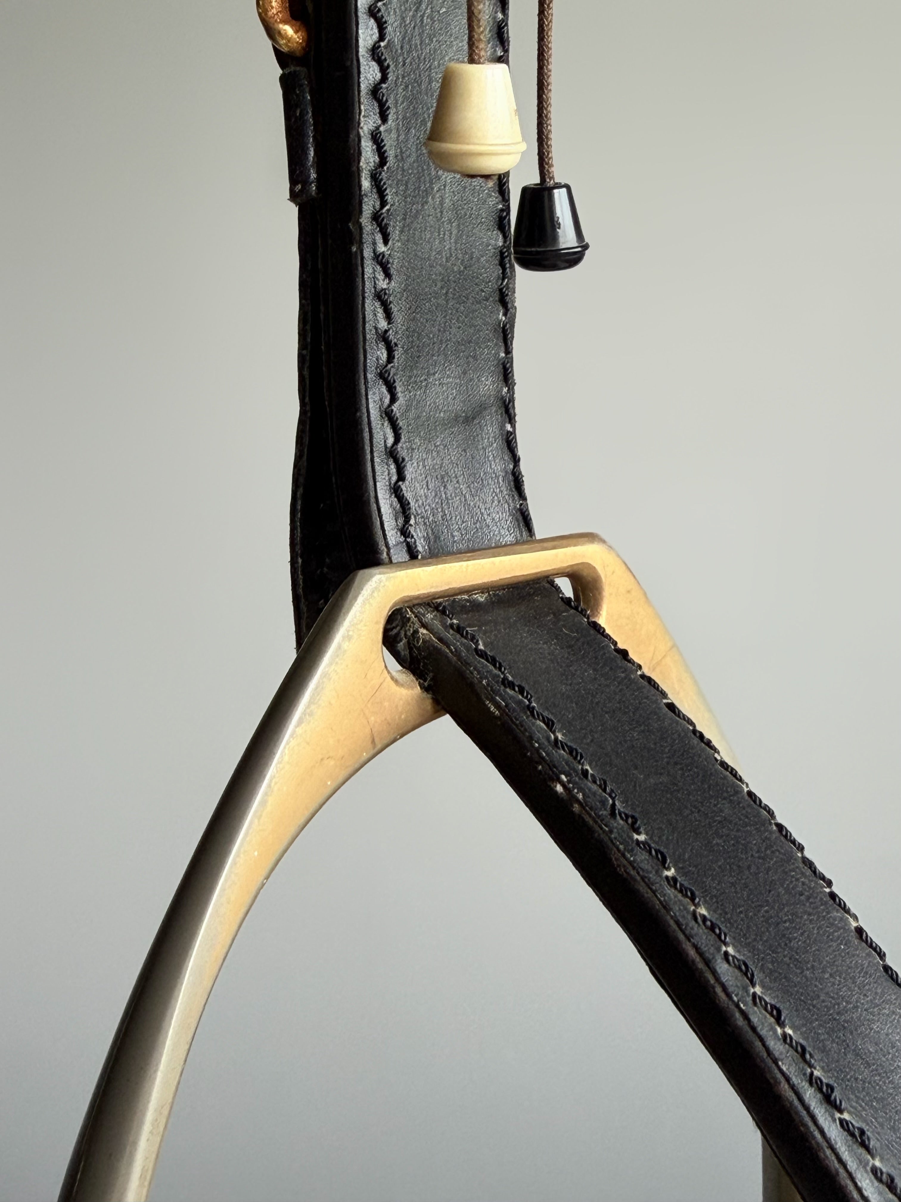 Longchamp Stirrup Stitched Leather Lamp, France 1950s