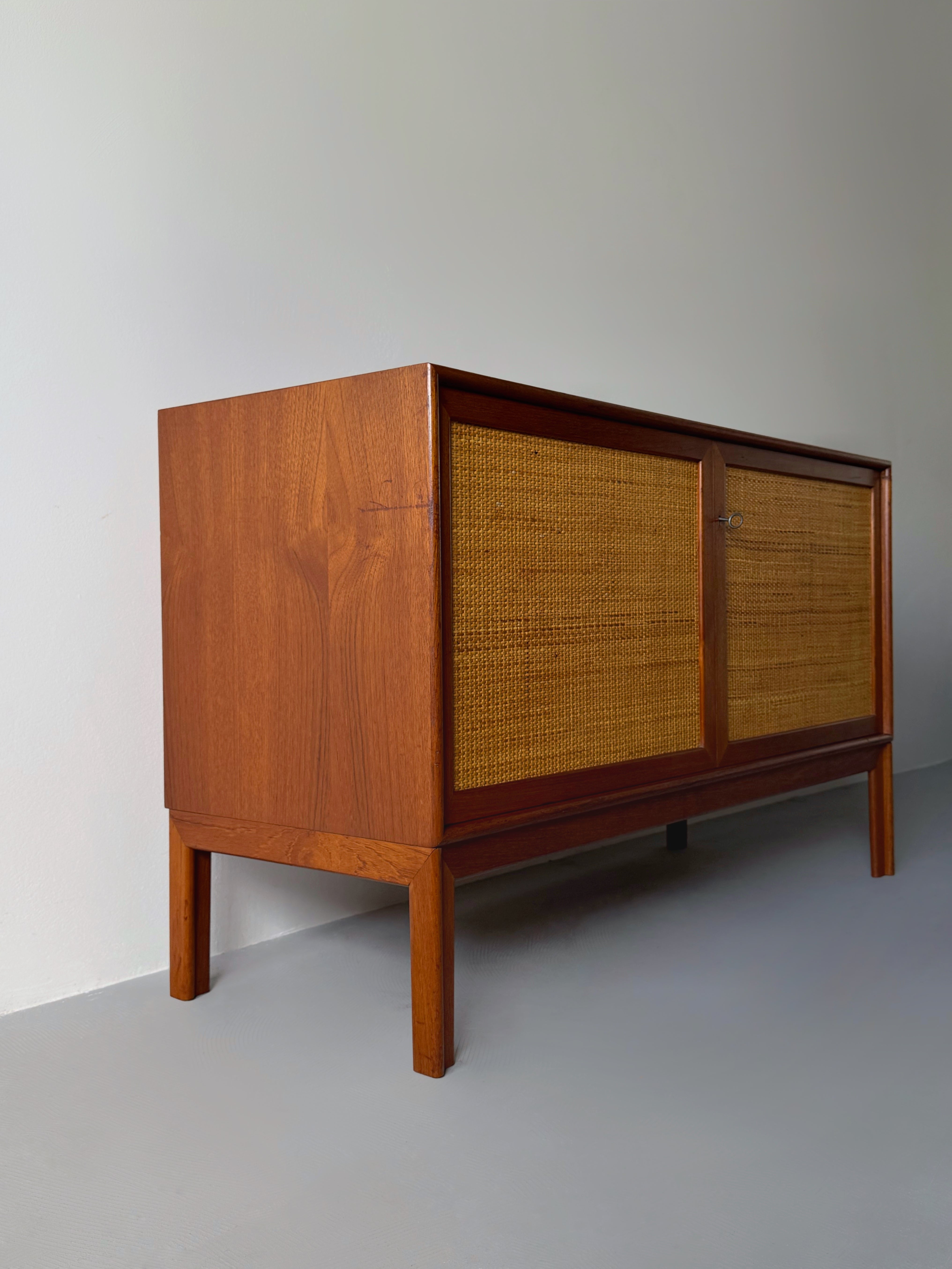 Teak and Rattan Sideboard by Alf Svensson for Bjästa Mobelfabrik