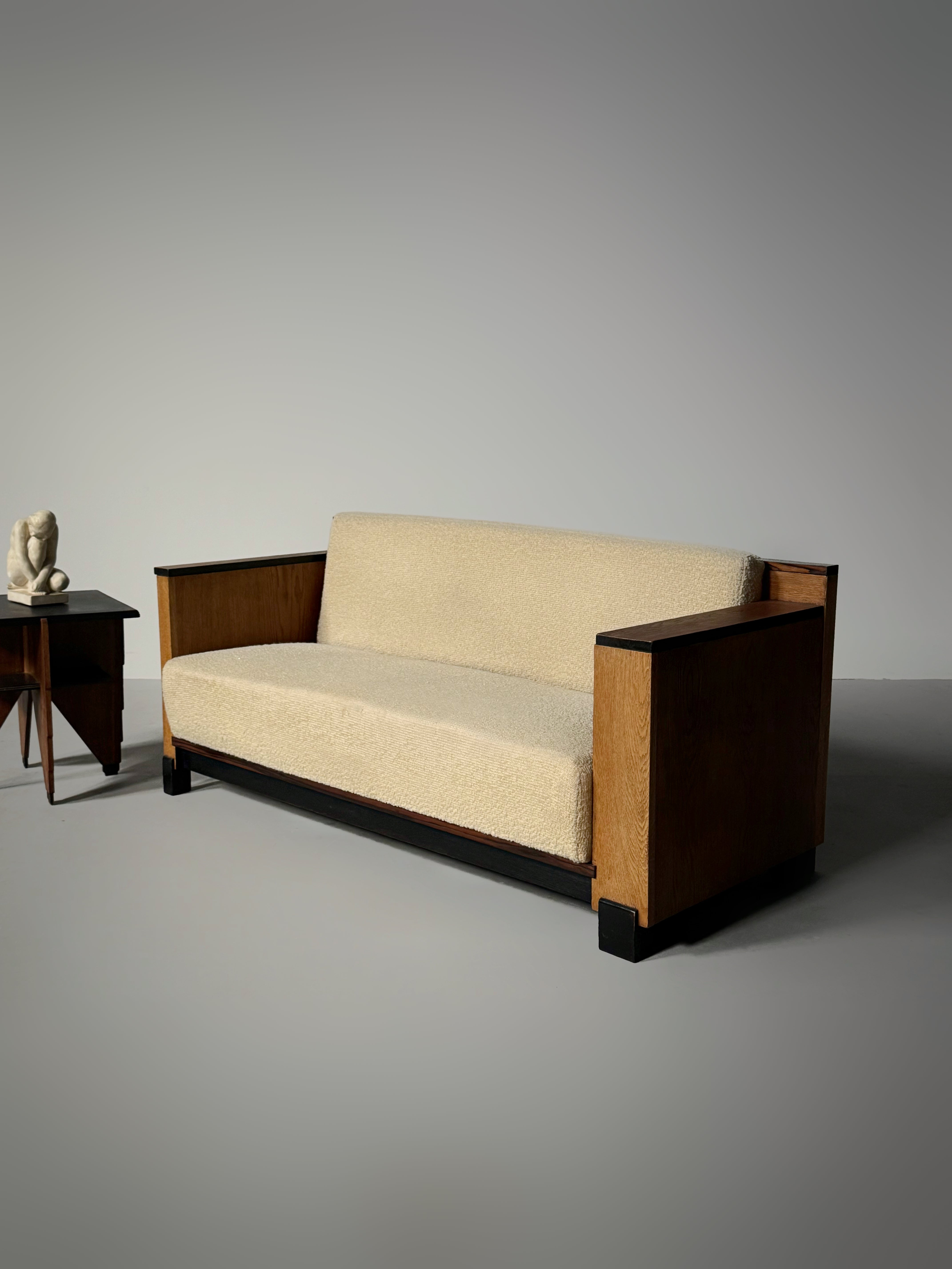 Oak Art Deco Modernist Sofa, 1920s