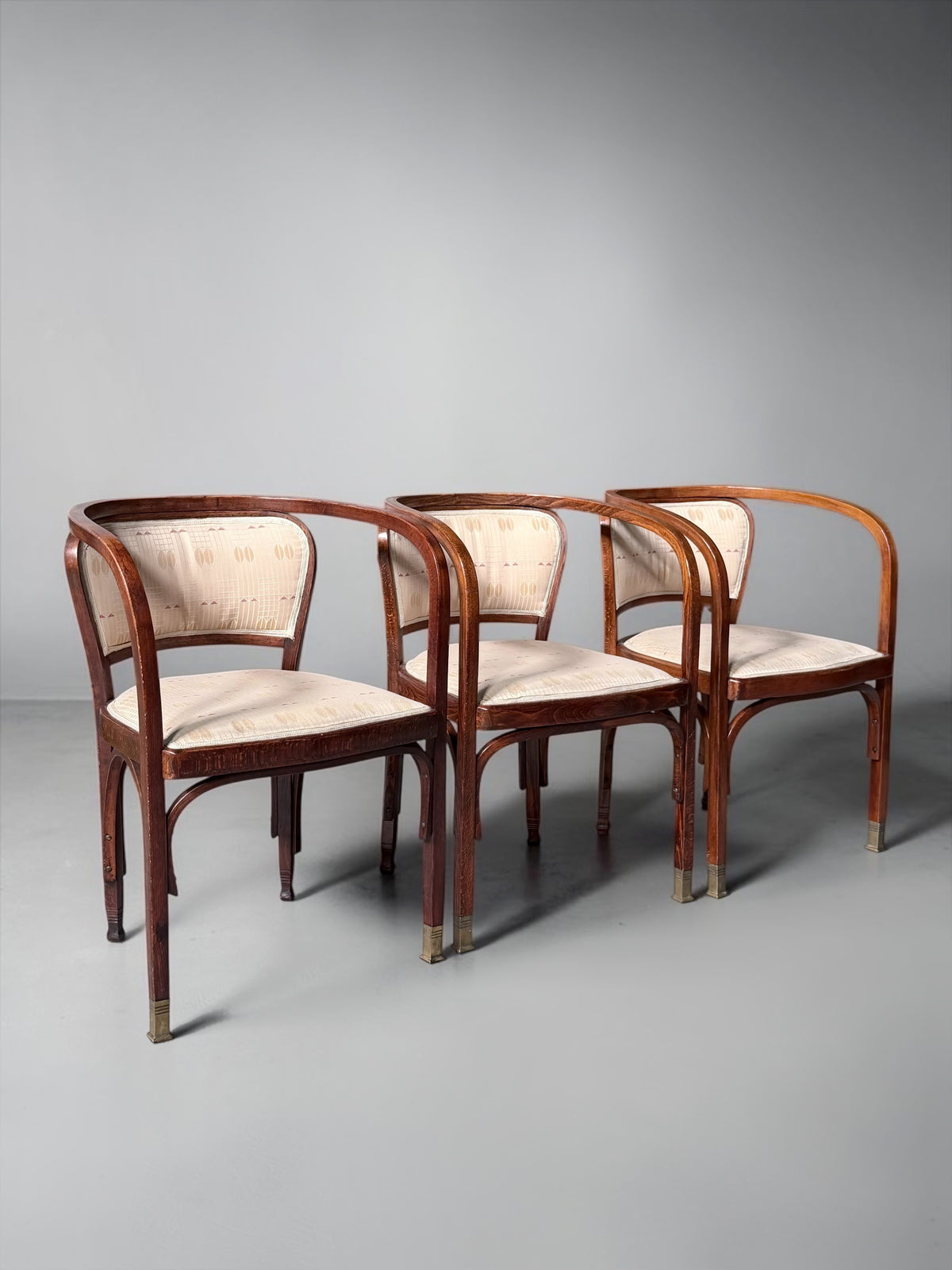 Set of 4 Model 715 Armchairs by Gustav Siegel (Austrian, 1880-1970) for J&J Kohn, Austria 1899