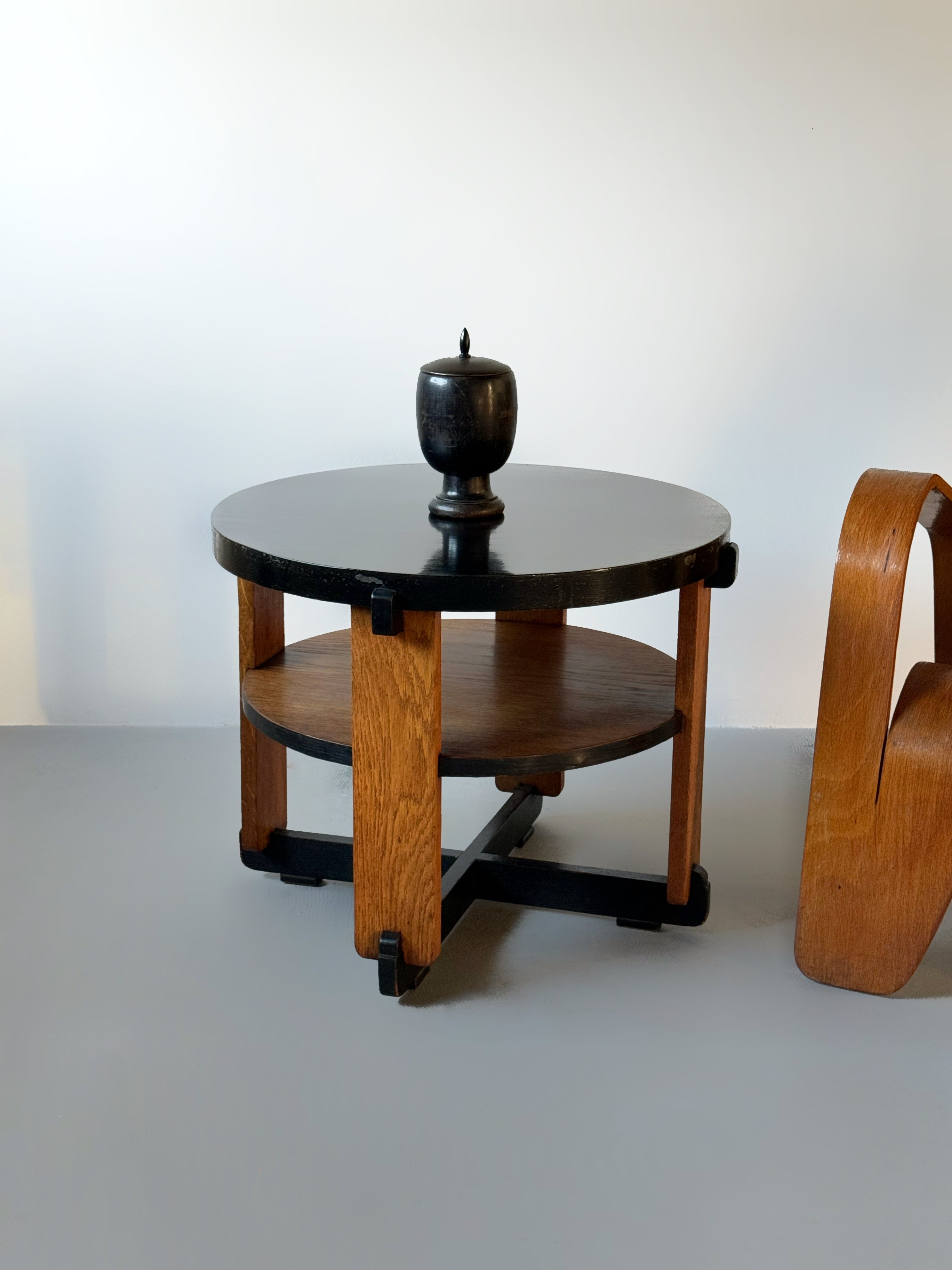 Oak Art Deco Modernist Side Table by Jan Brunott, Netherlands 1920s