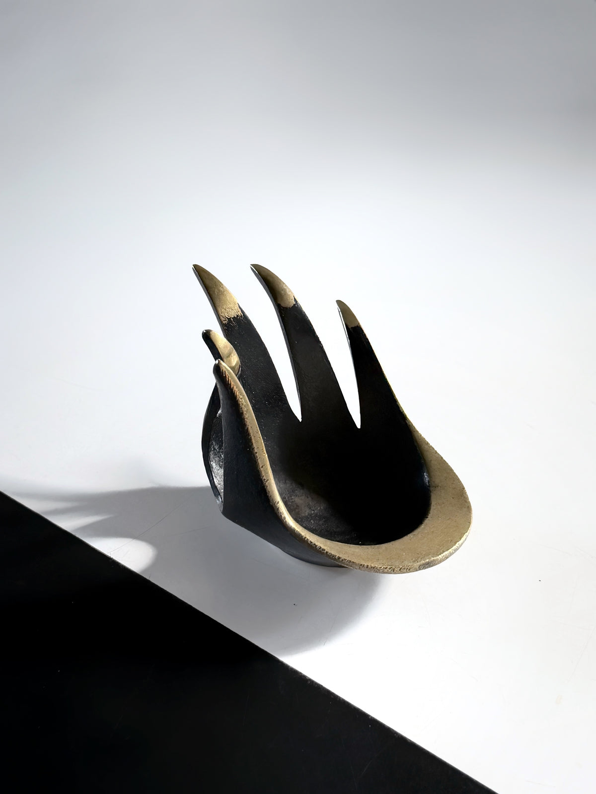 Sculptural Brass Hand Bowl by Walter Bosse for Herta Baller, Austria, 1950s