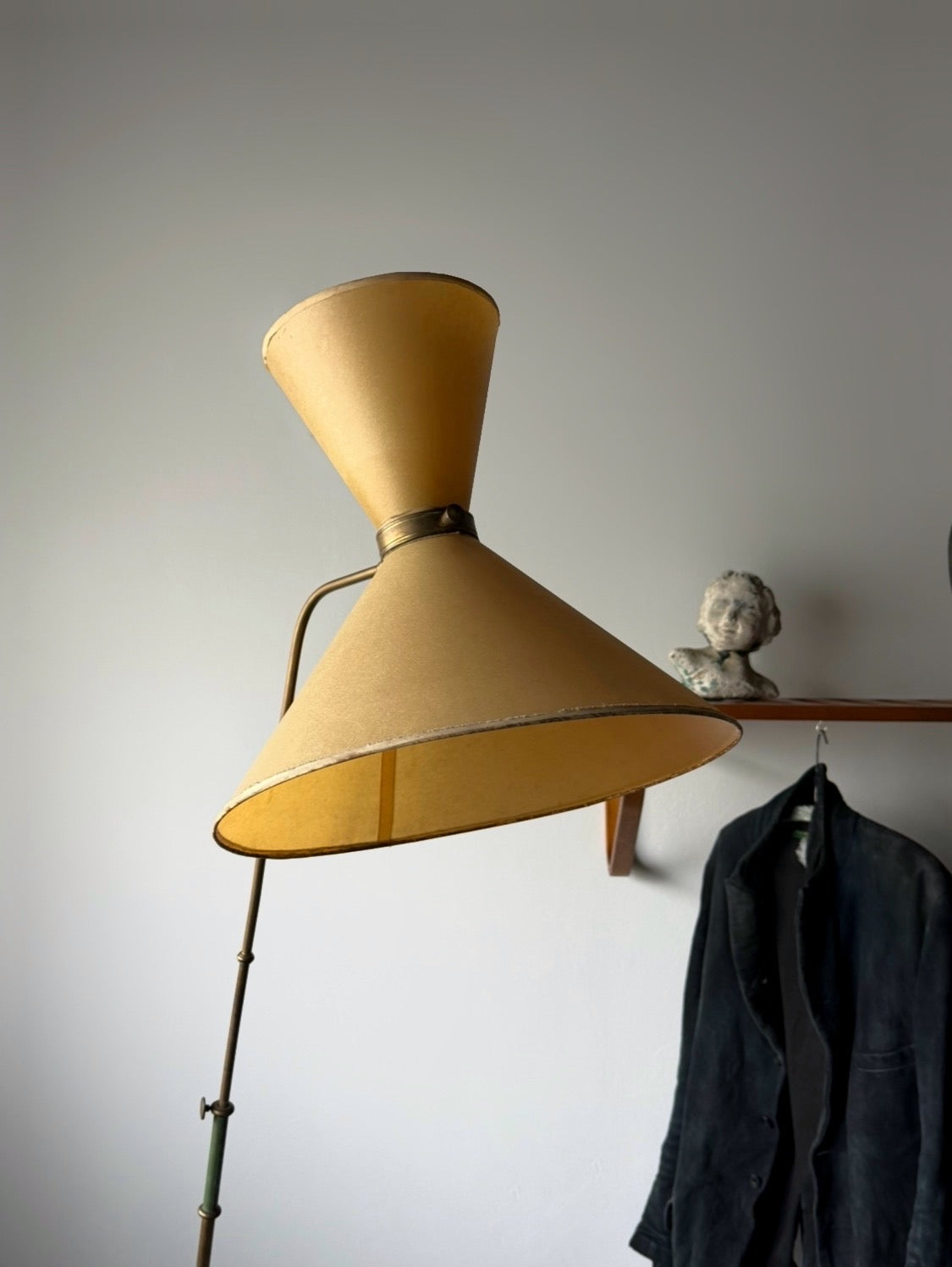 Maison Lunel Dual Conical Shade Floor Lamp, 1950s France