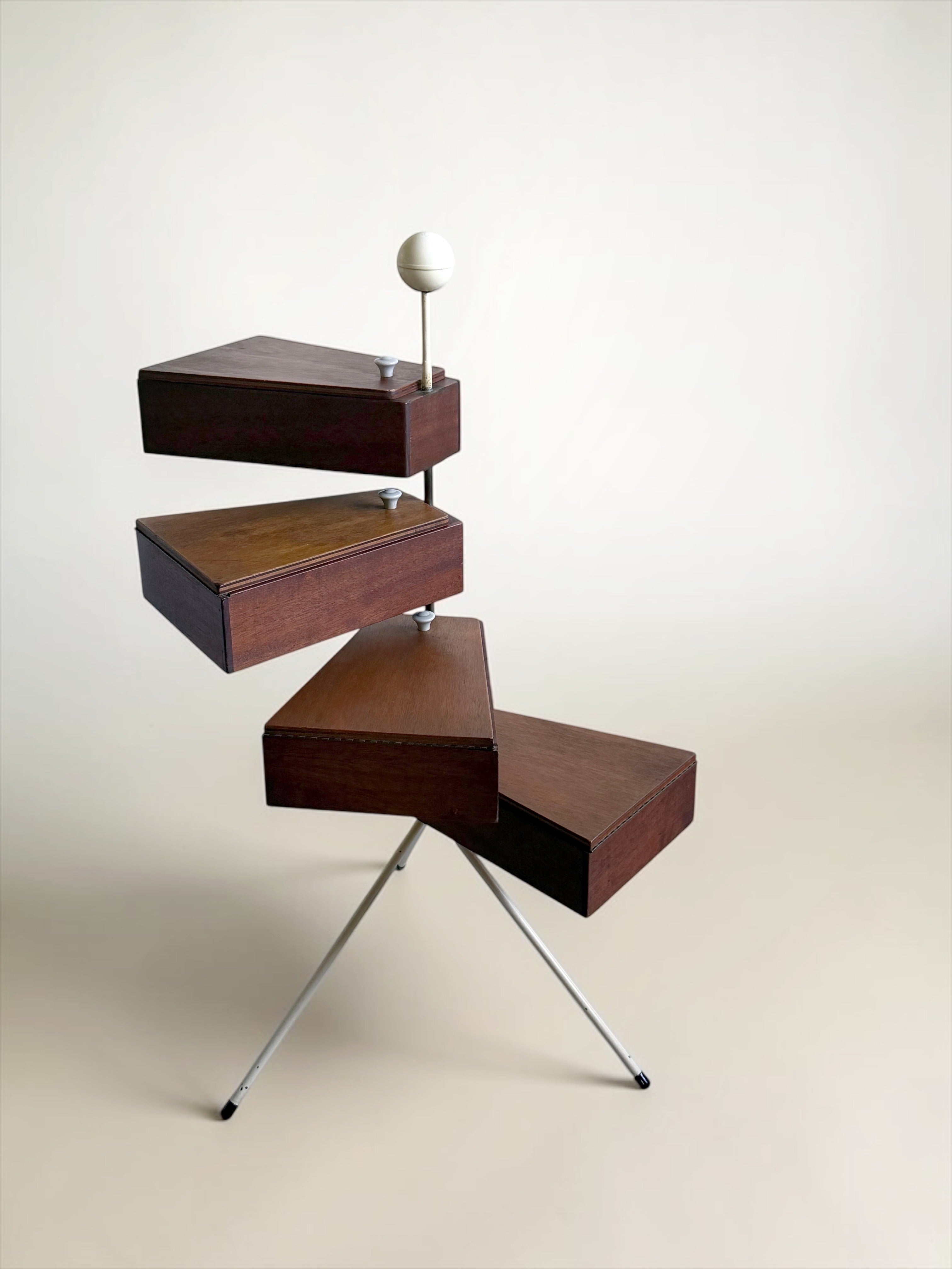 Swivel Sewing Box on Tripod Stand, Belgium 1950s
