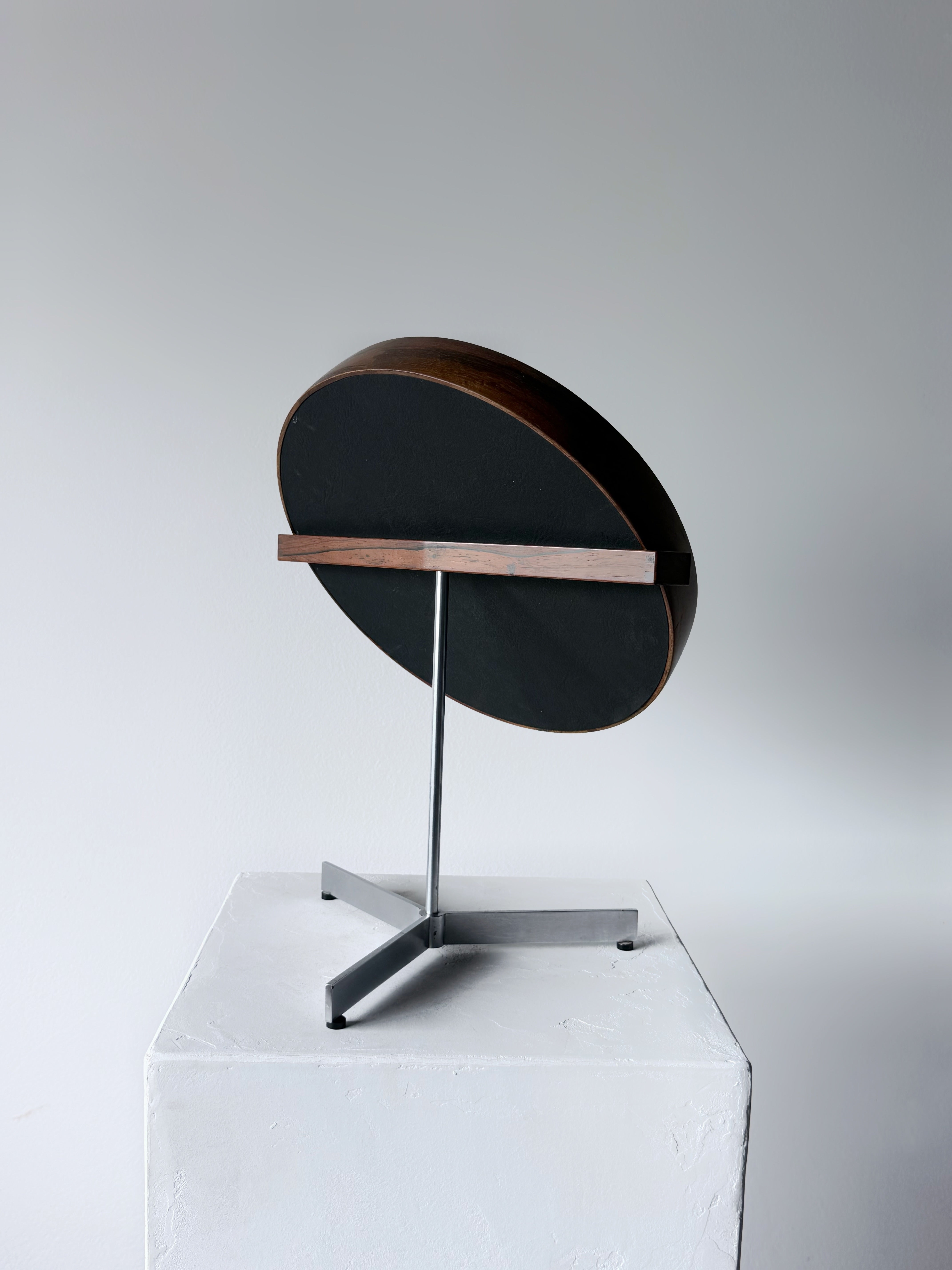 Rosewood Table Mirror by Uno & Östen Kristiansson for Luxus, Sweden 1960s