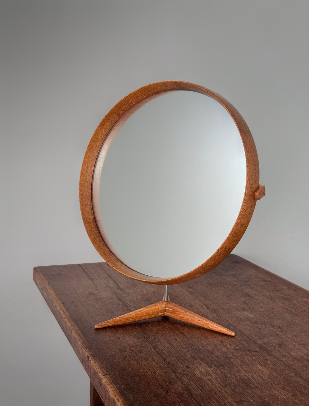 Mid-Century Swedish Large Oak Table Mirror by Östen & Uno Kristiansson