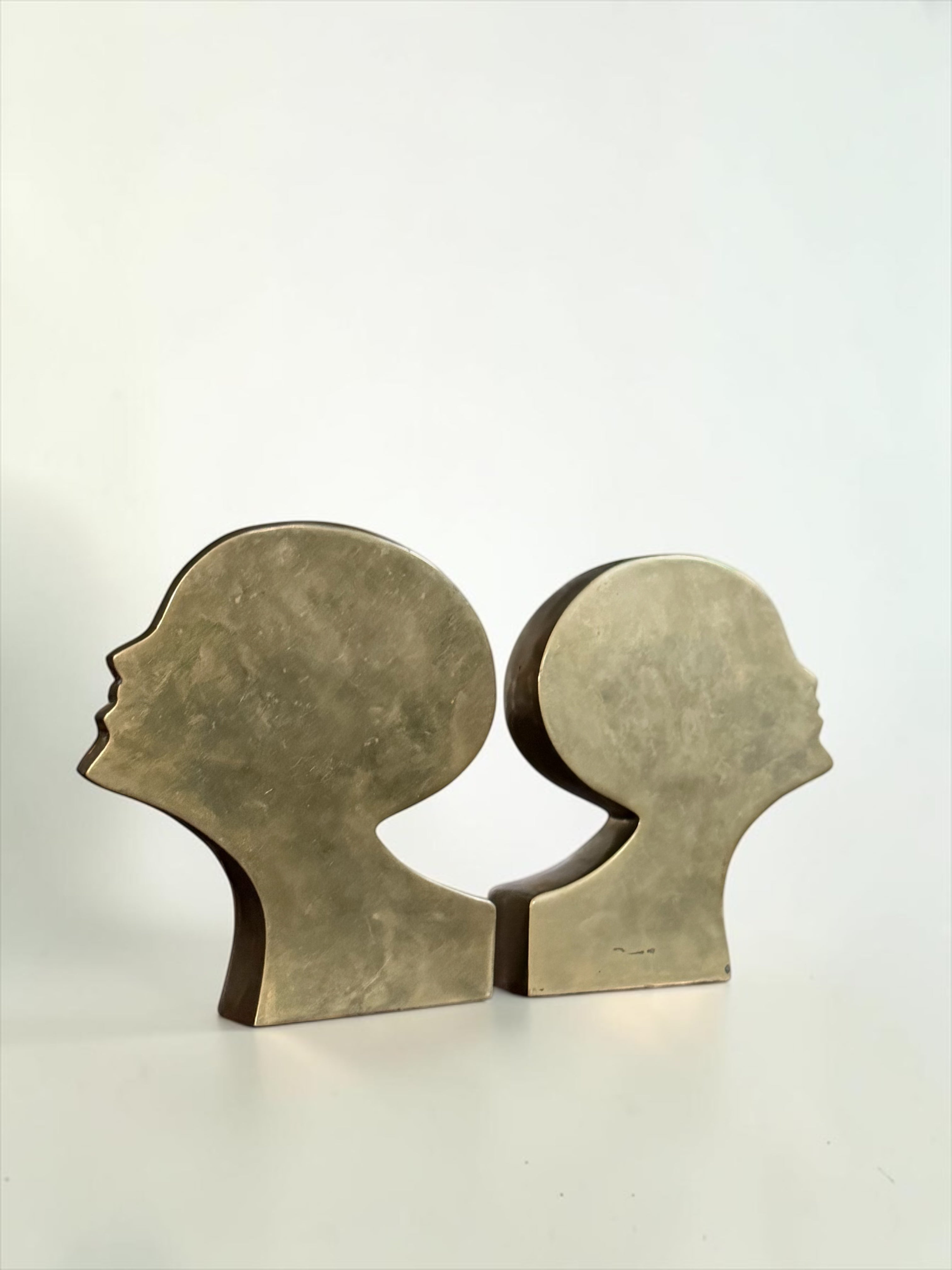 Pair of Sculptural Brass Profile Bookends