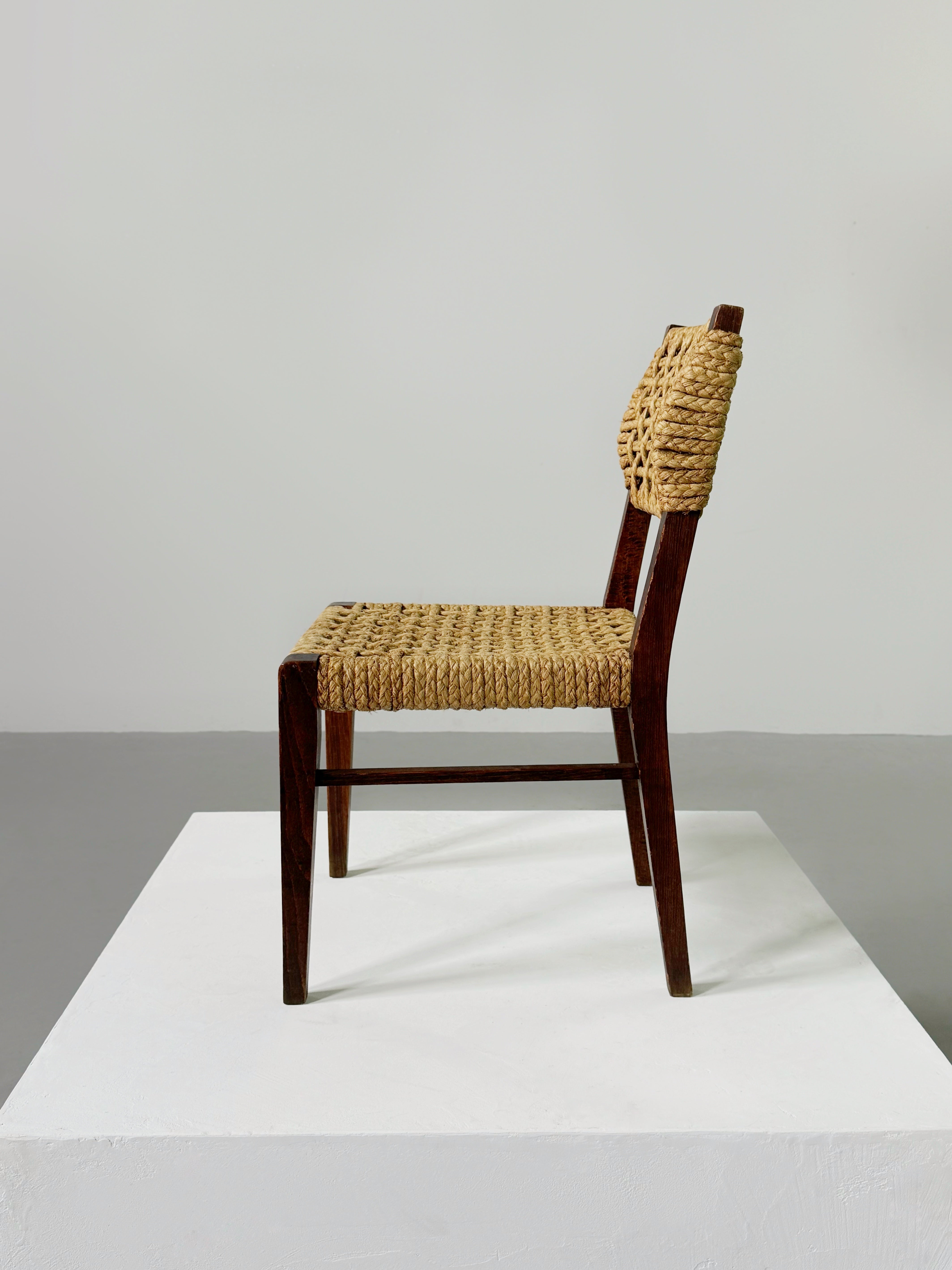 Rope Dining Chair by Adrien Audoux & Frida Minet for Vibo Vesoul France 1960s