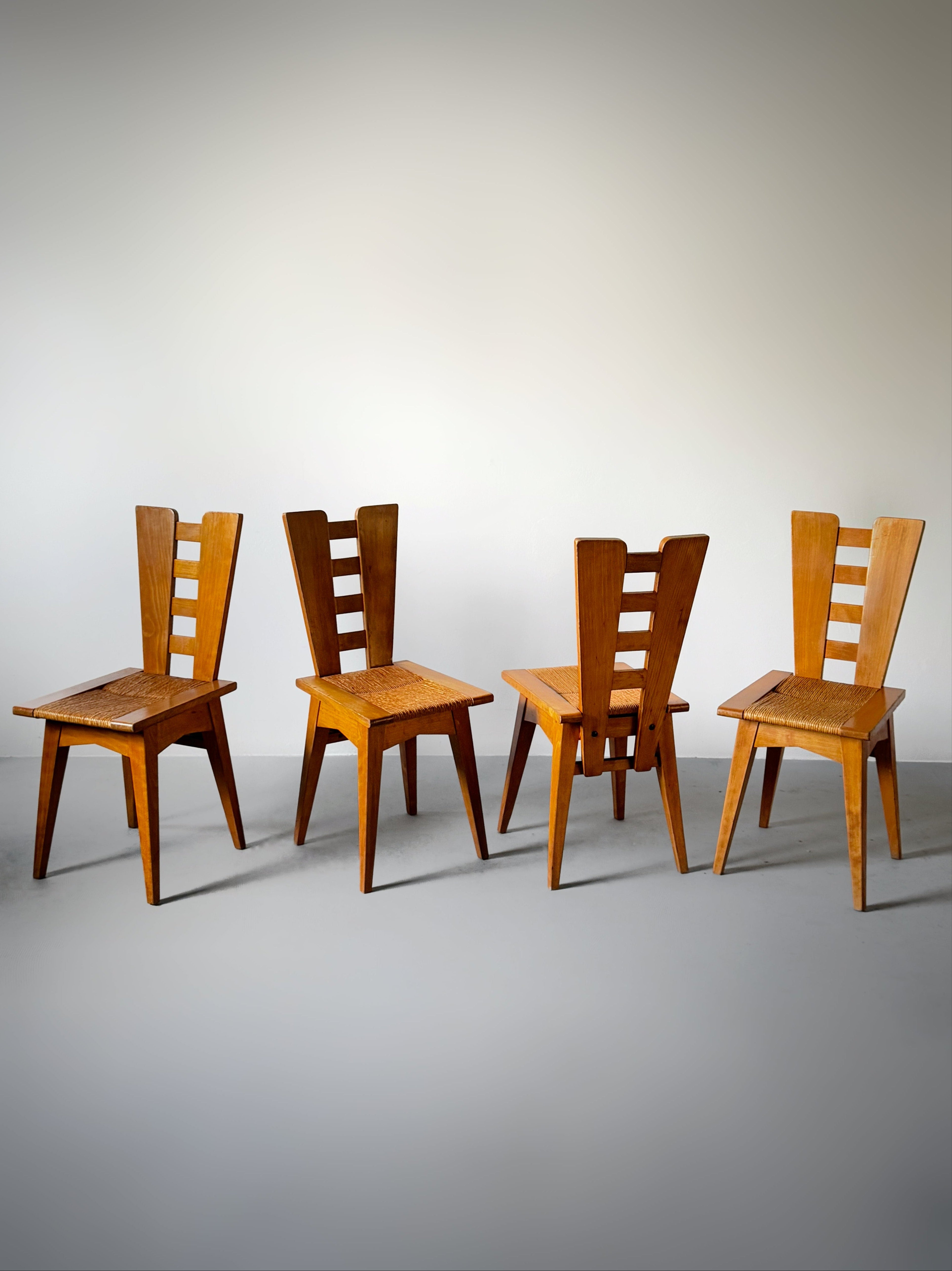 Set of 4 Chairs by Henri Jacques Le Meme, France 1938