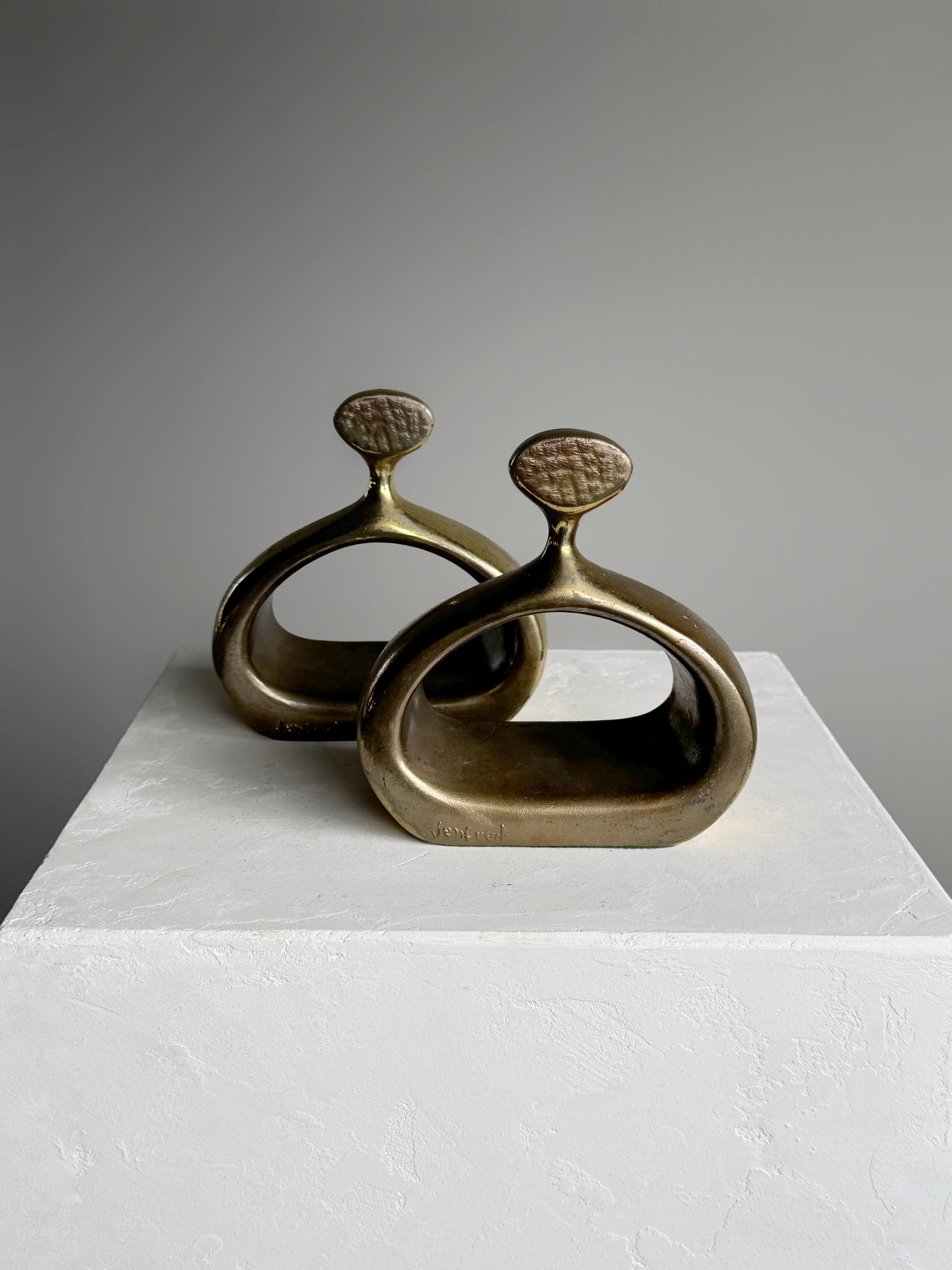 Brass "Stirrup" Bookends Designed by Ben Seibel, Set of 2, Signed 1950s