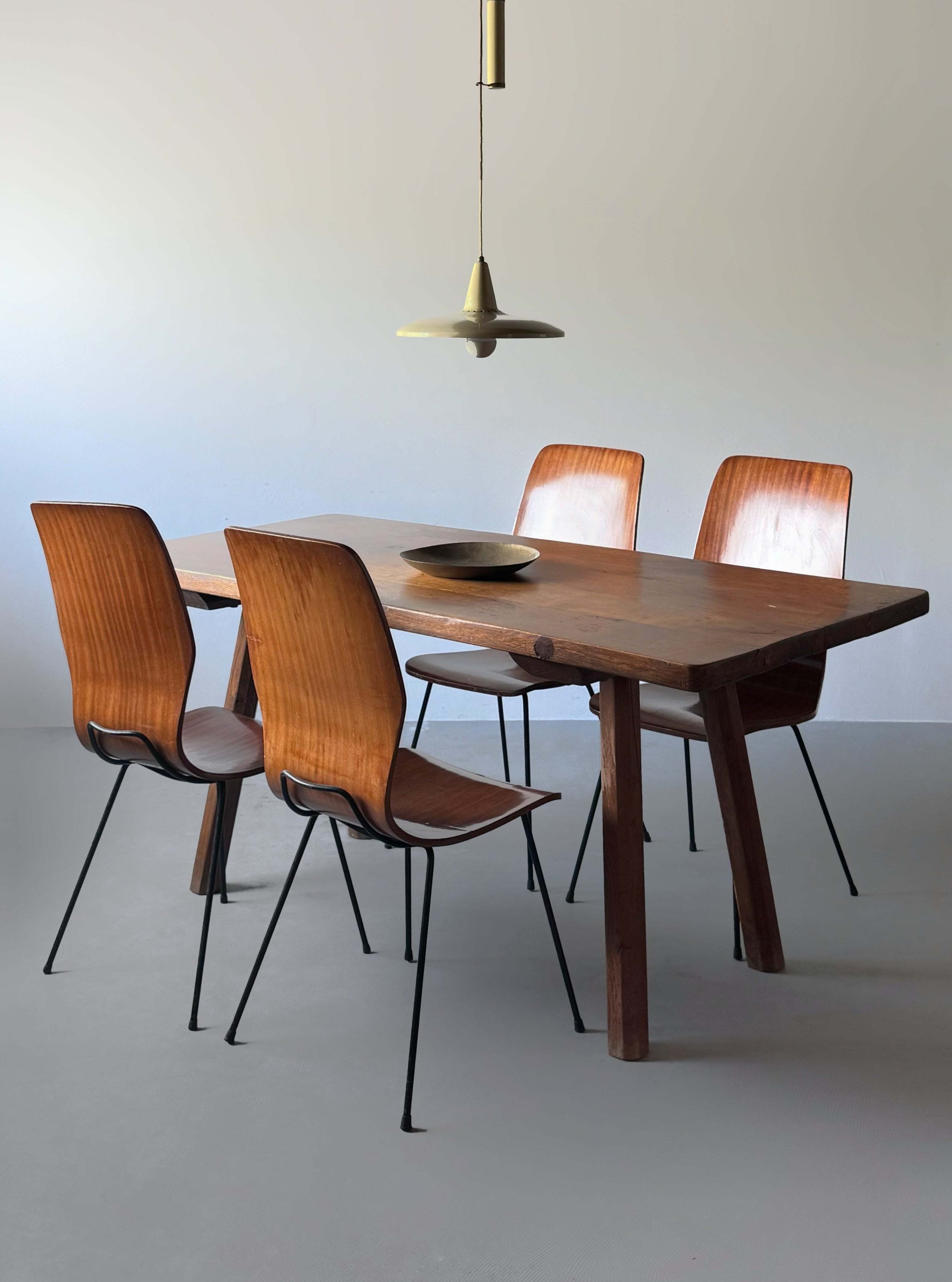 Mid-Century Modern oak Wood Dining Table, France ca 1950s