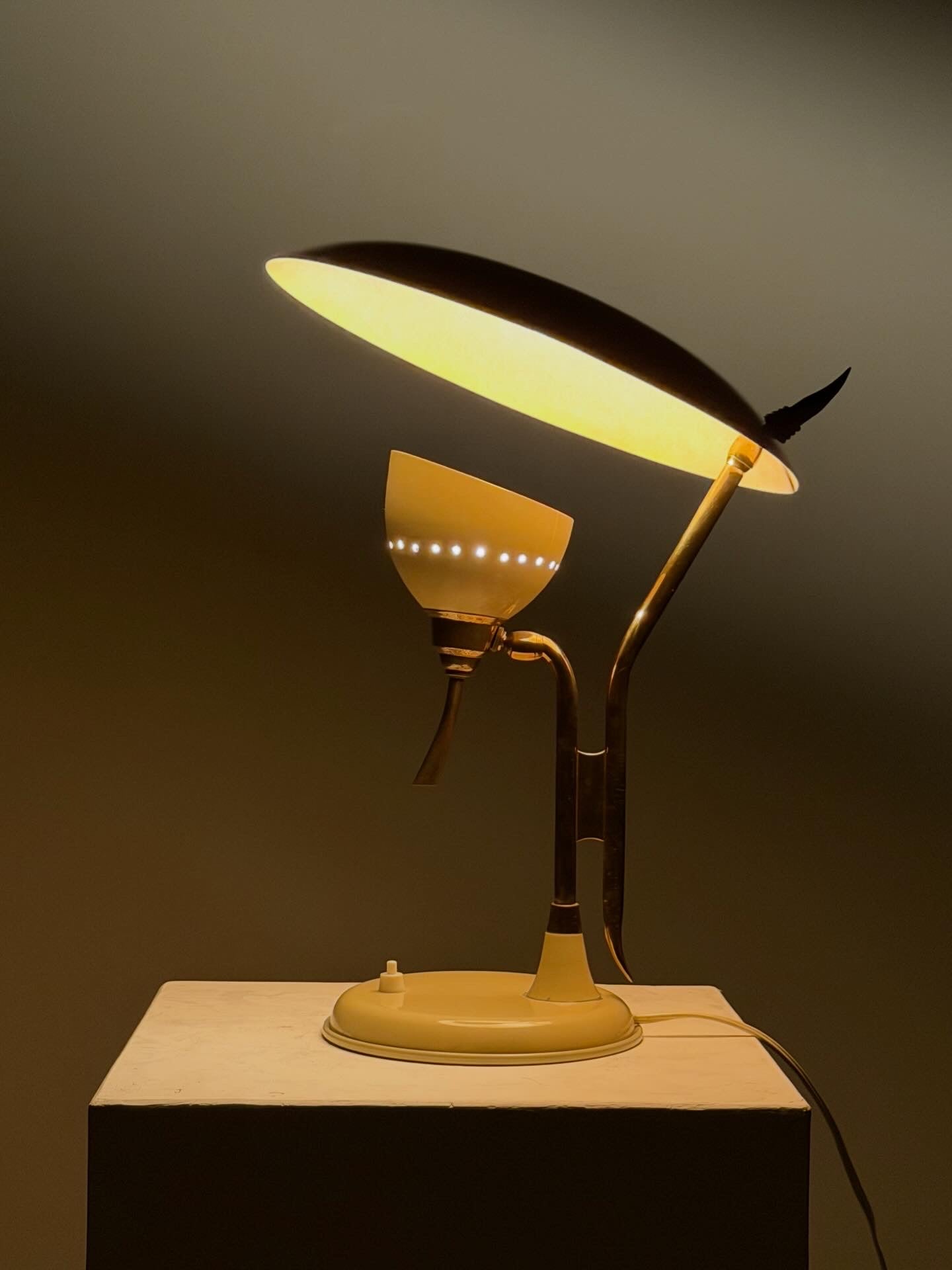 Italian Desk Lamp in Brass by Lumen Milano, 1950s