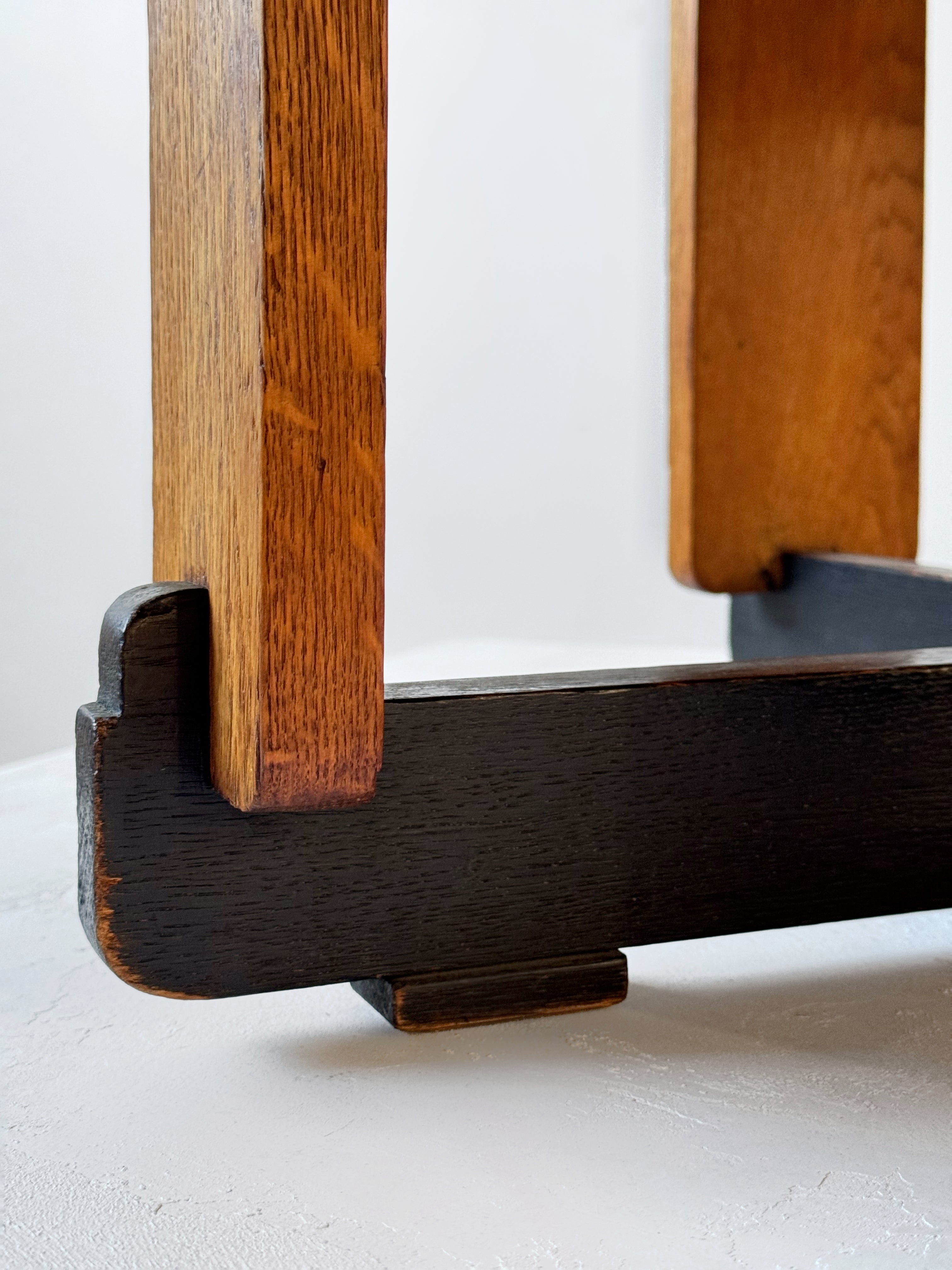 Oak Art Deco Modernist Side Table by Jan Brunott, Netherlands 1920s