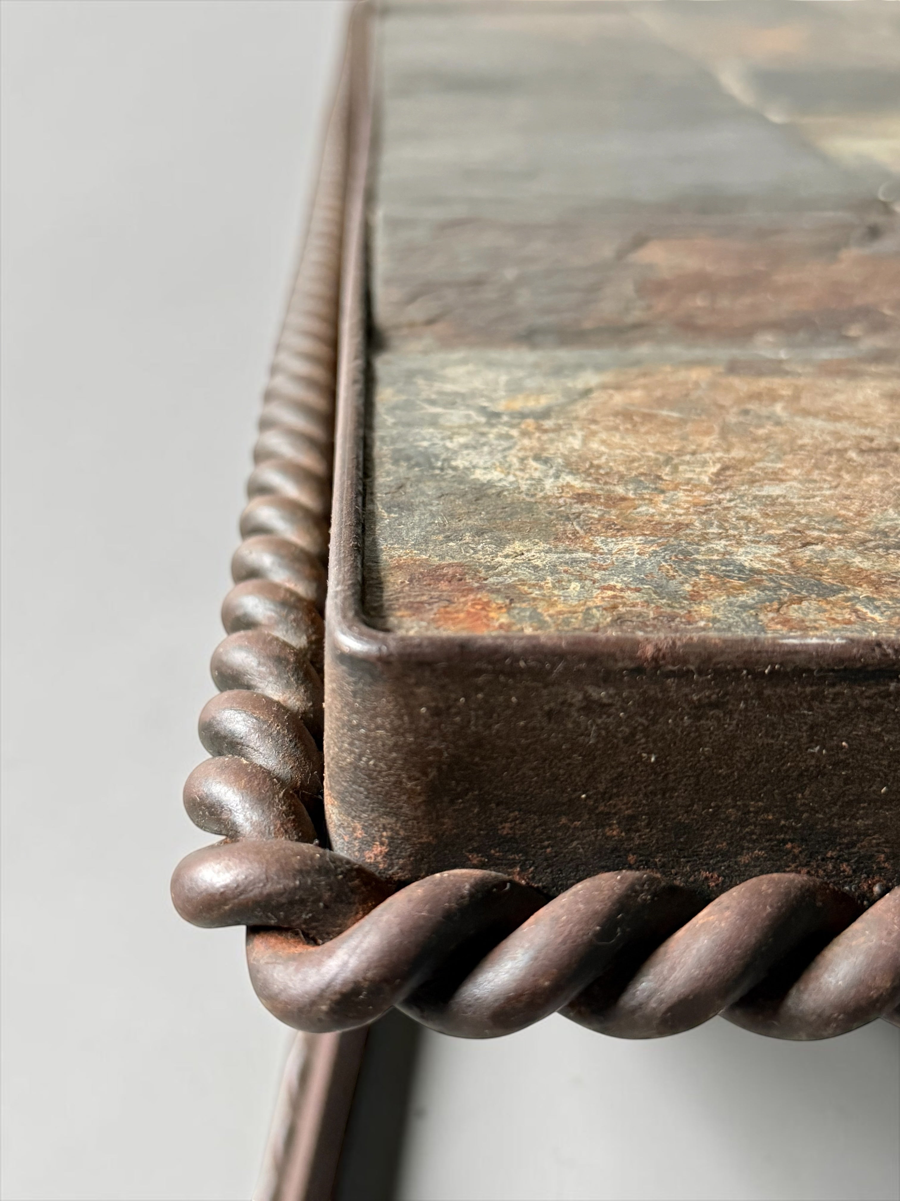 Coffee Table with Slate Mosaic Top and Twisted Iron Base