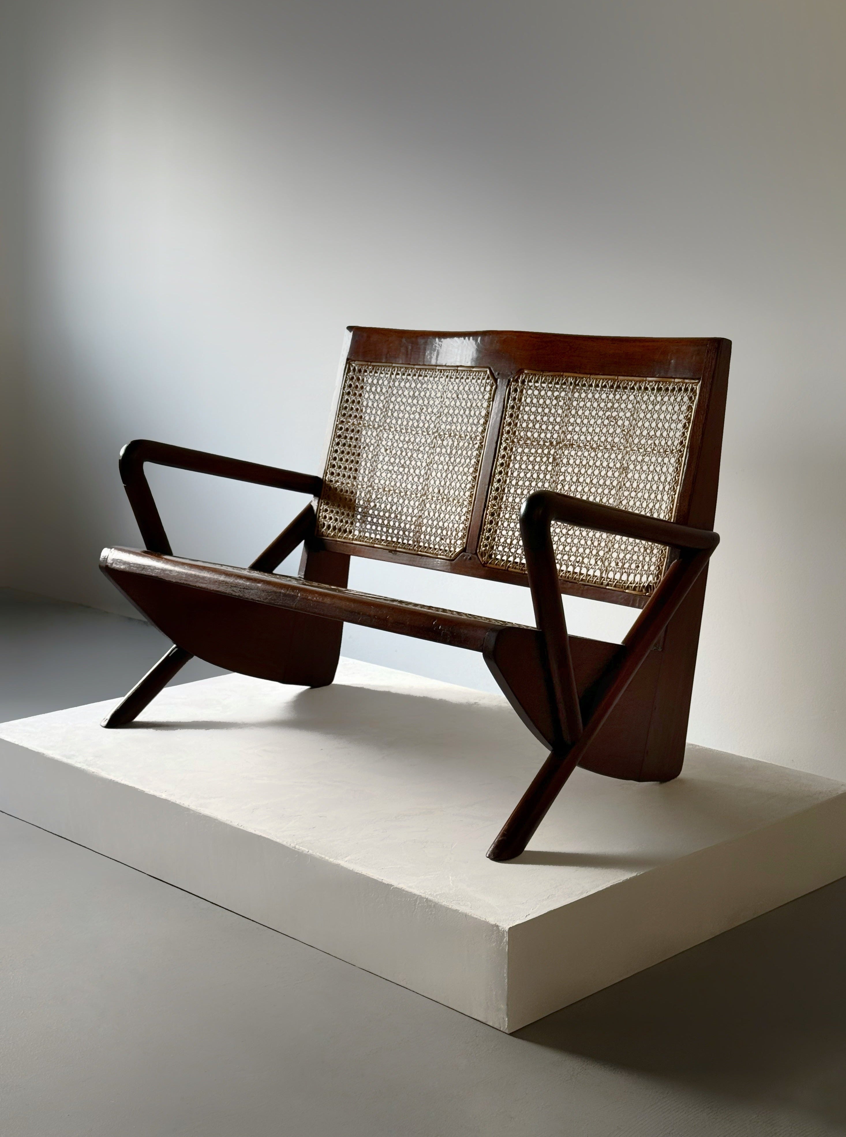 Rustic wooden sofa France 1950s