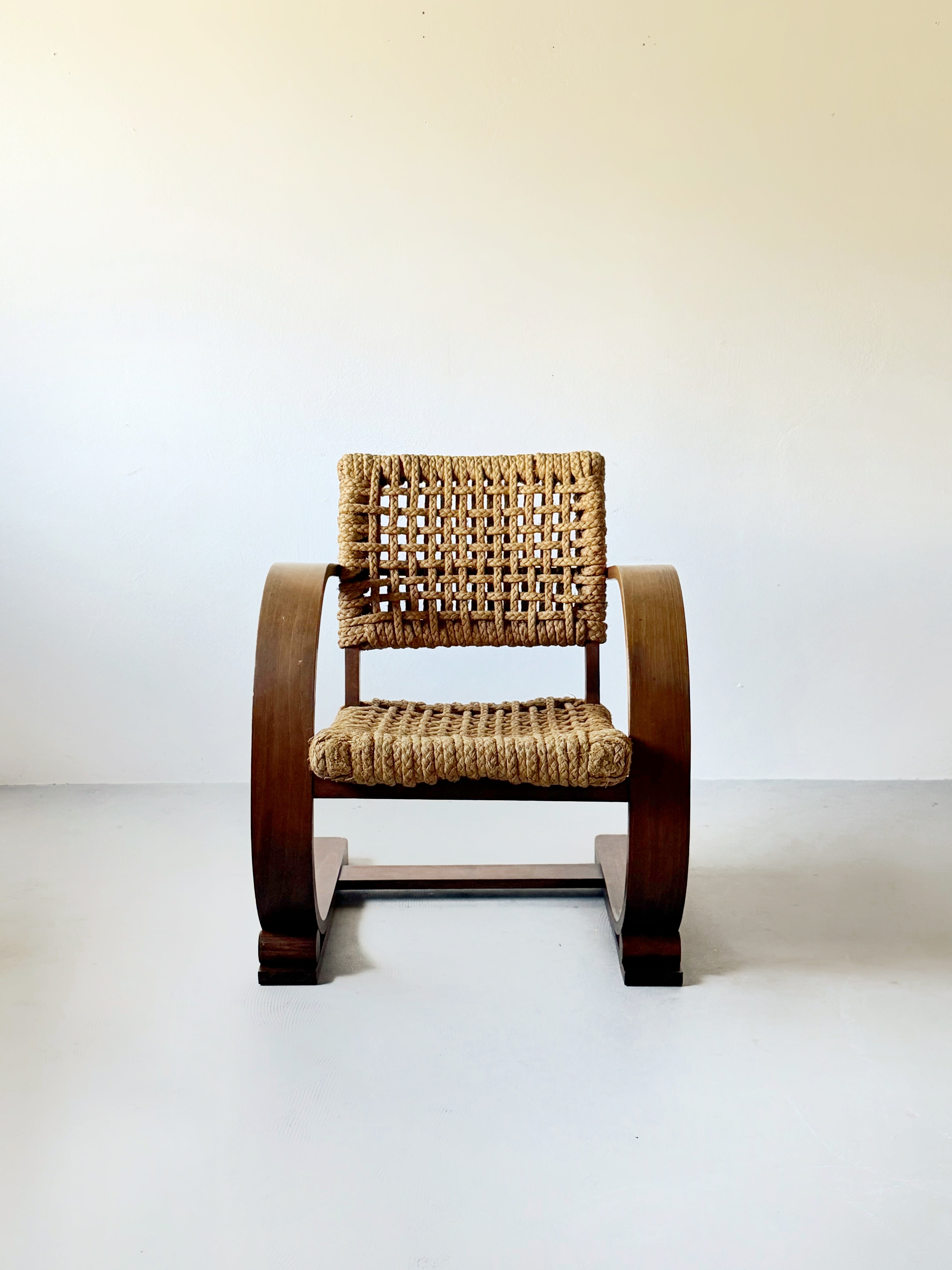 Rope armchair by Adrien Audoux & Frida Minet for Vibo Vesoul, France 1940s