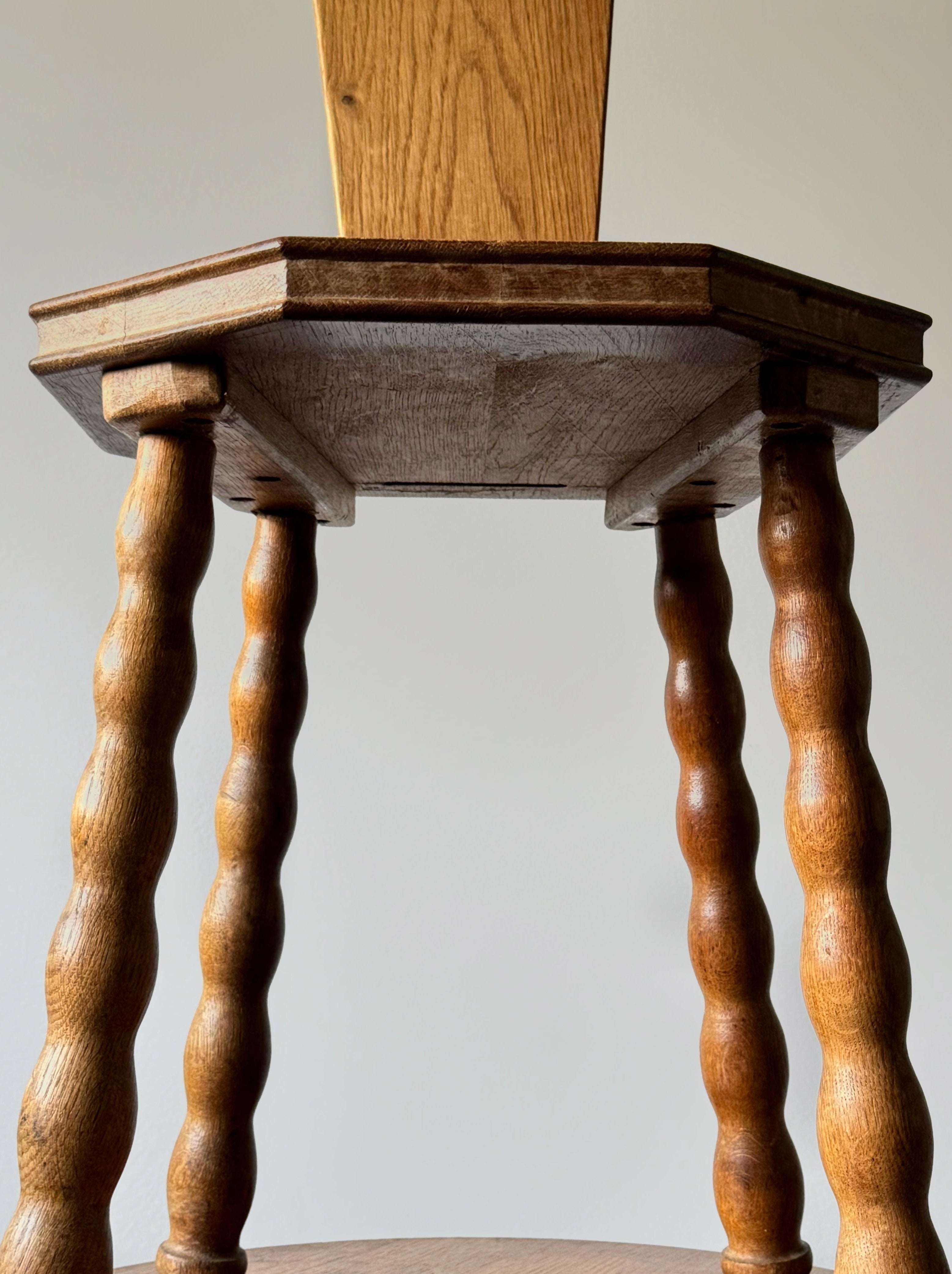 Sculptural Patinated Oak Spinning Chairs, Early 20th Century