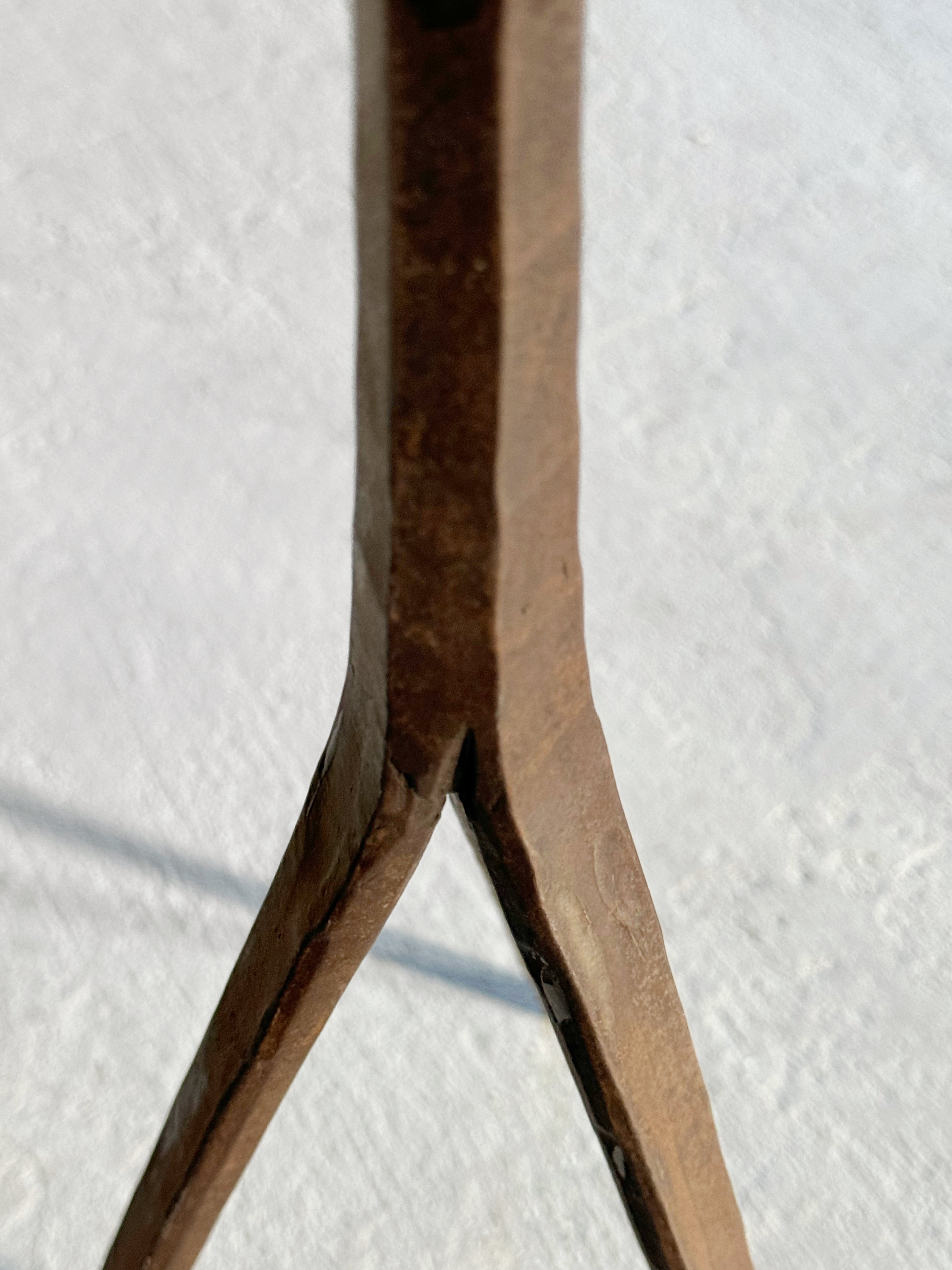 Vintage French Brutalist Iron Candle Stand