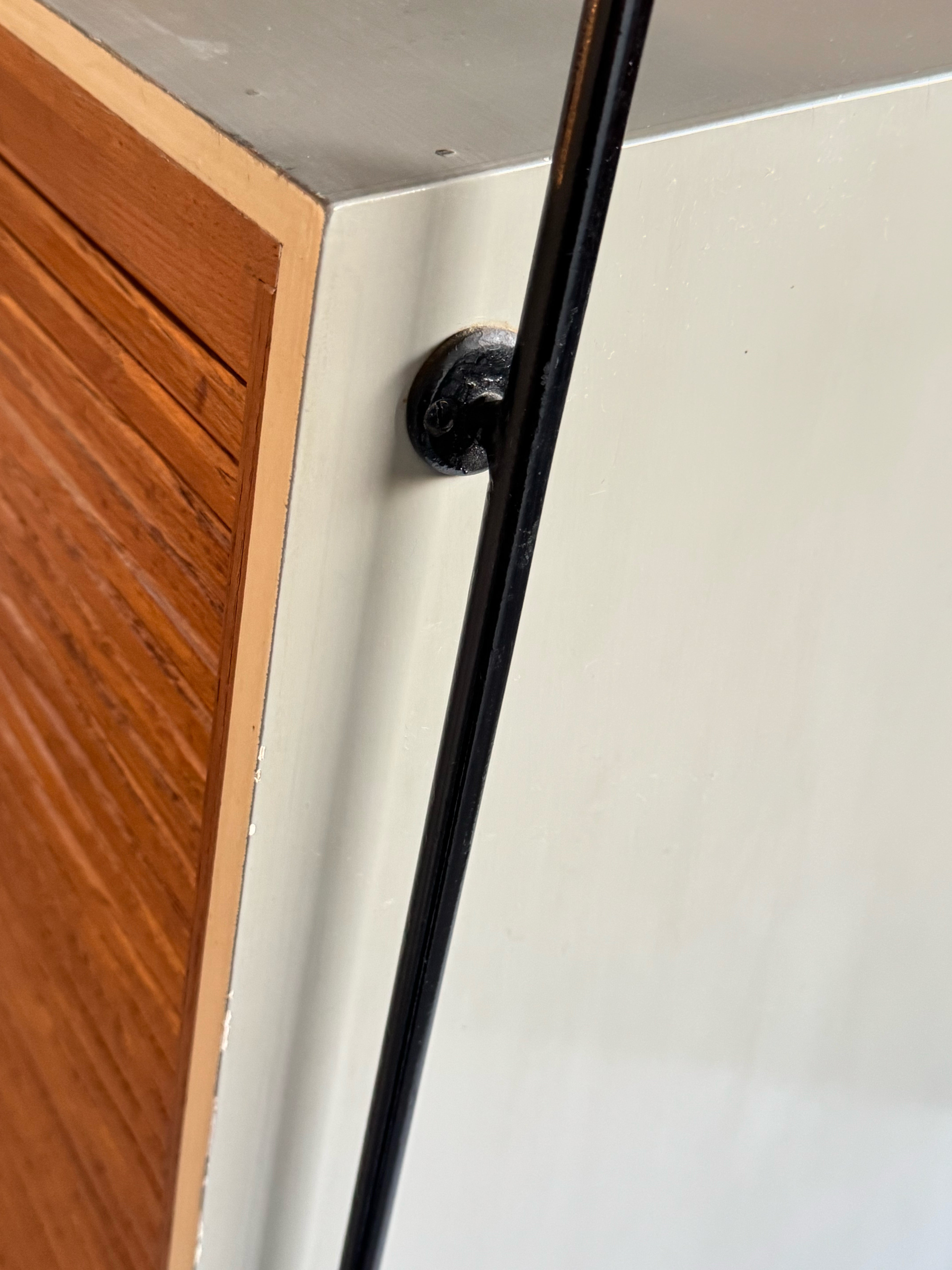 Mid century record storage cabinet with tambour door