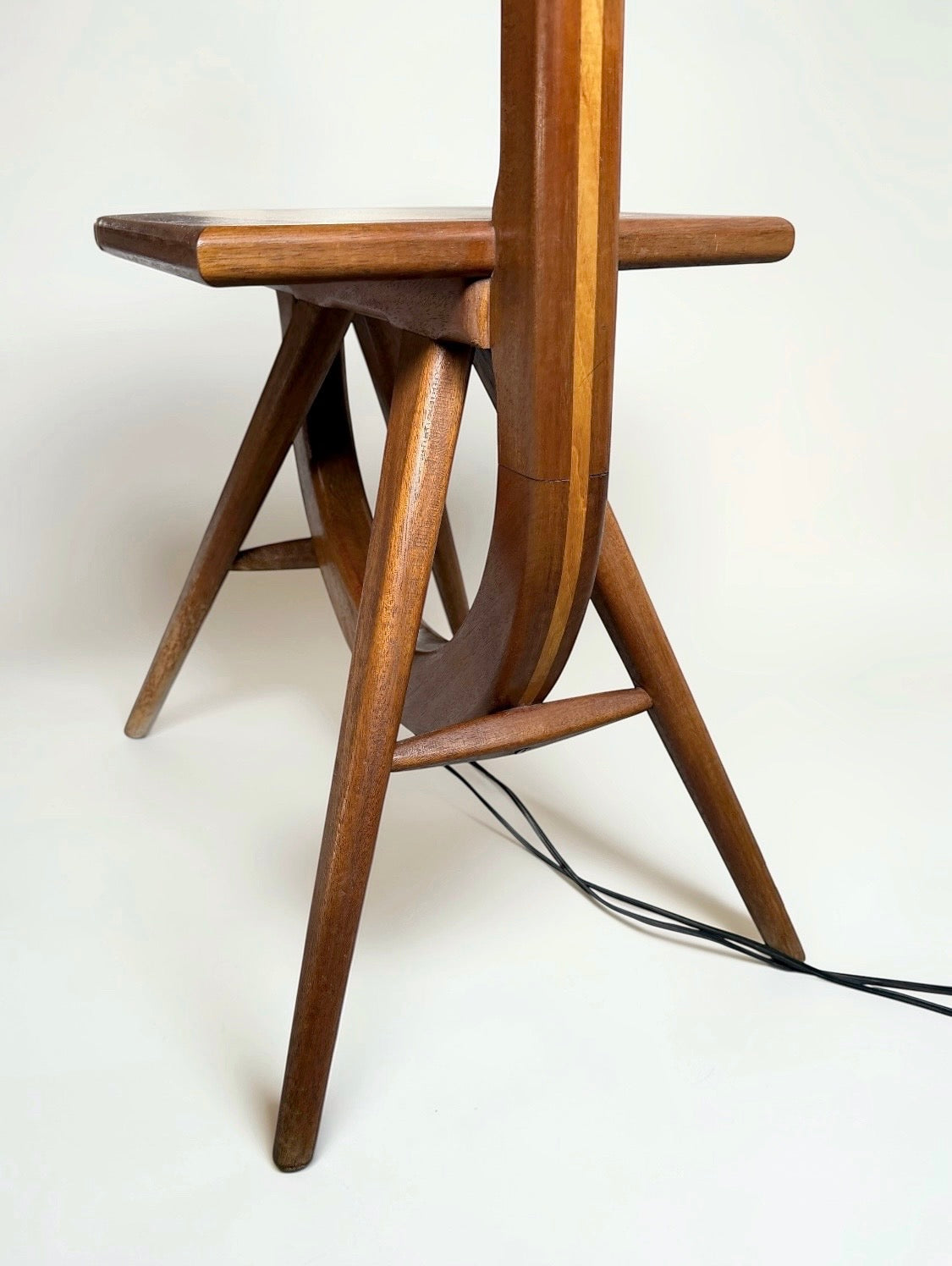 Tripod Floor Lamp with Shelf, France 1960s