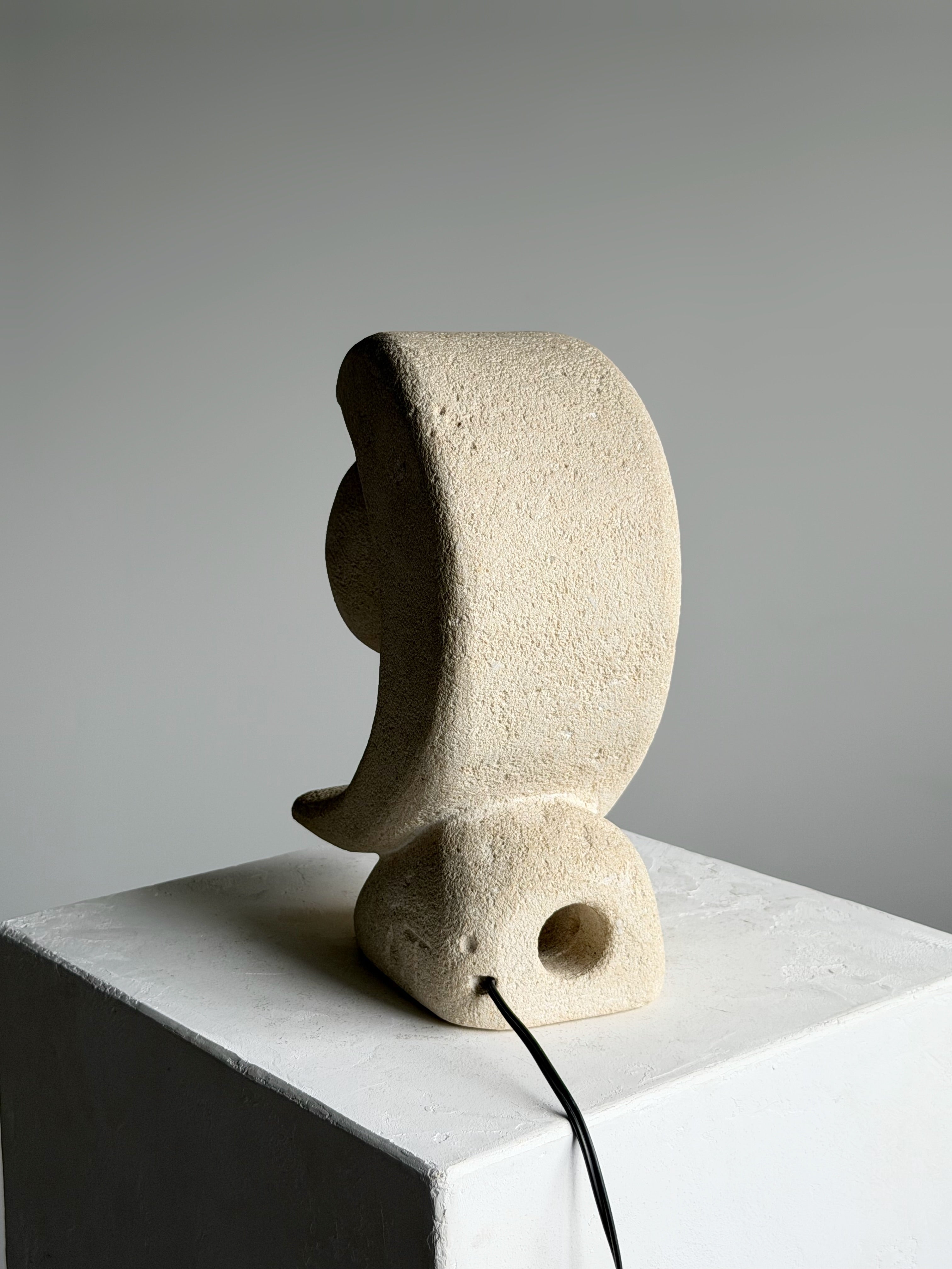 Carved Stone Lamp By Pierre Albert Tormost, 1960s