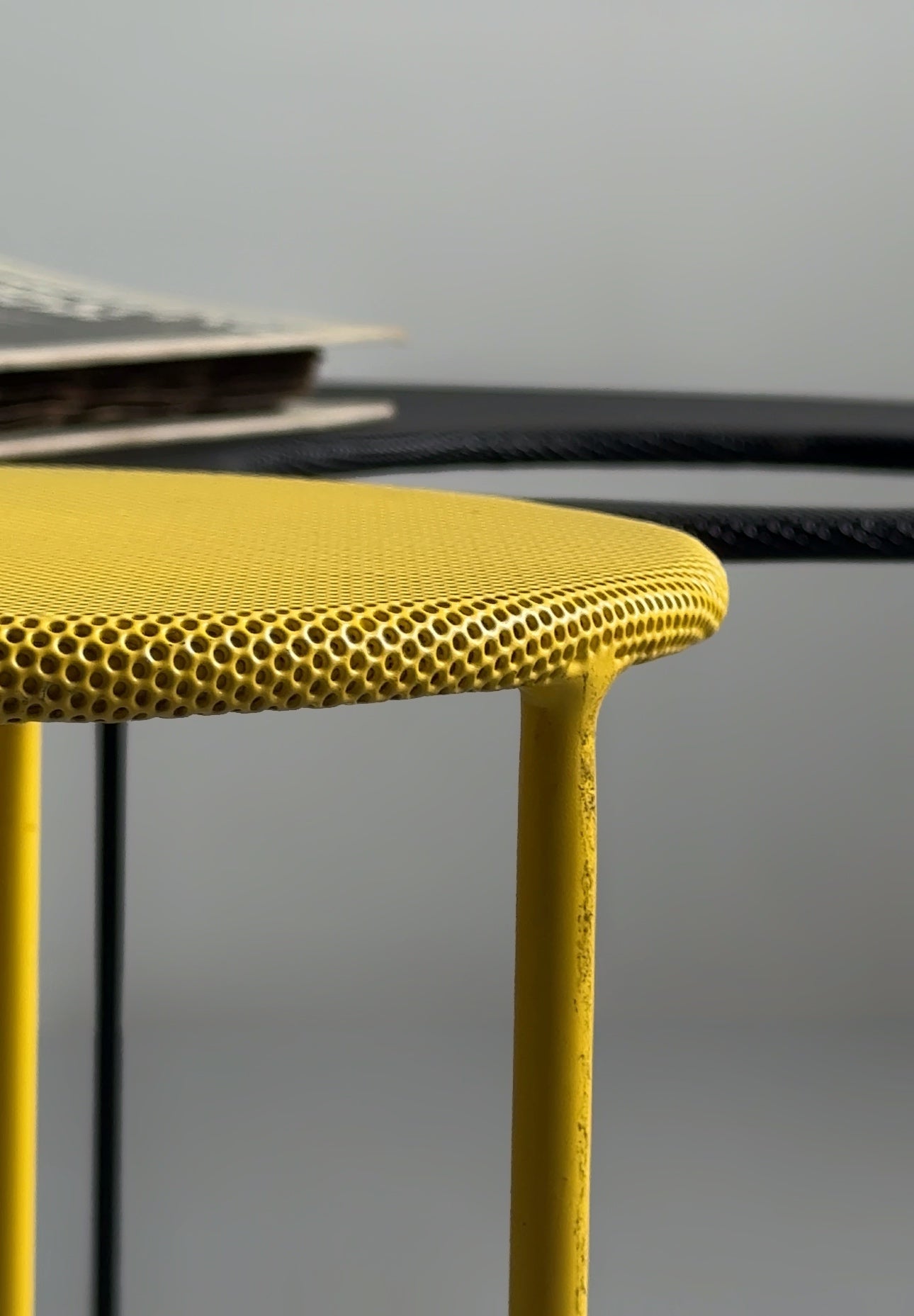 Kangaroo side tables by Mathieu Mategot set of two in black & yellow, for Gubi, 1954