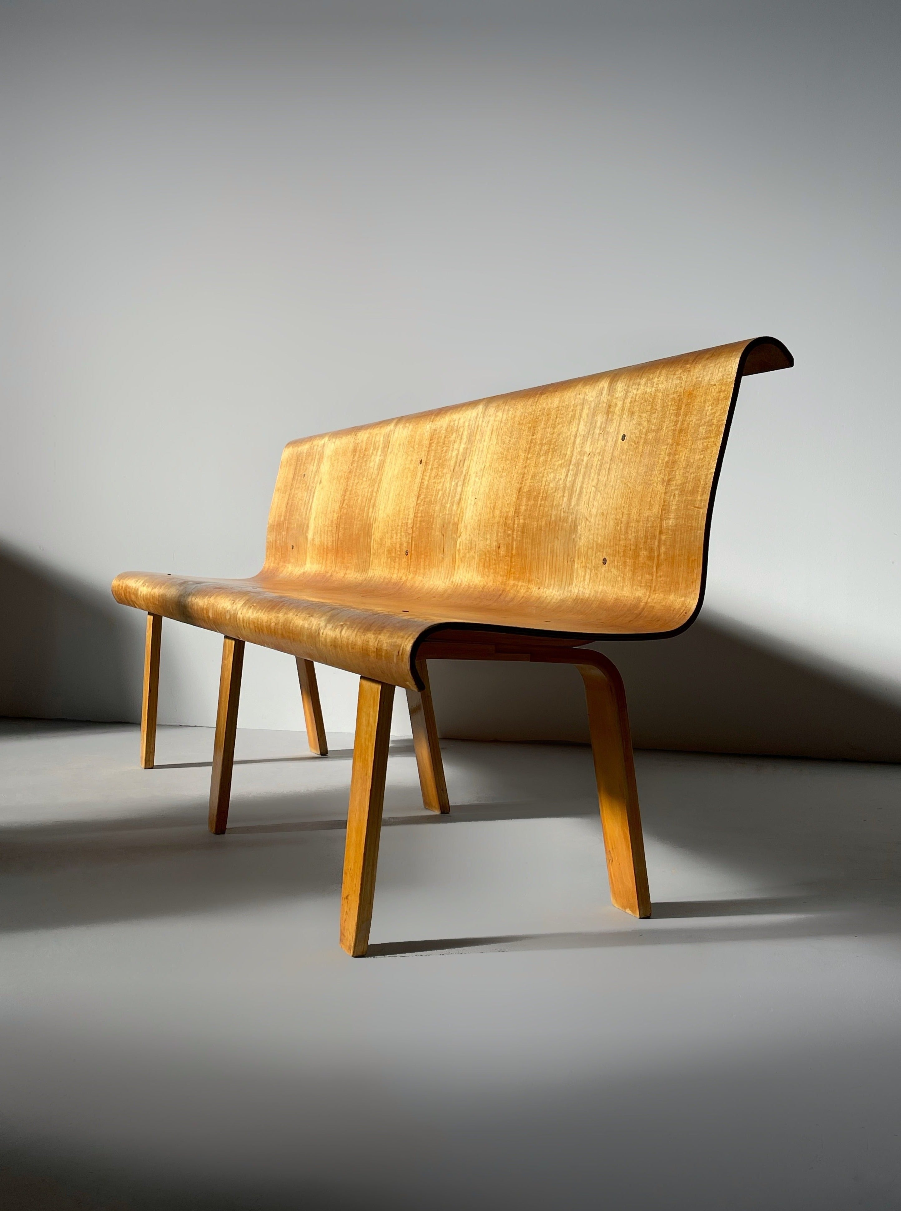 Rare Plywood Bench by Architect Mart Stam, 1940s