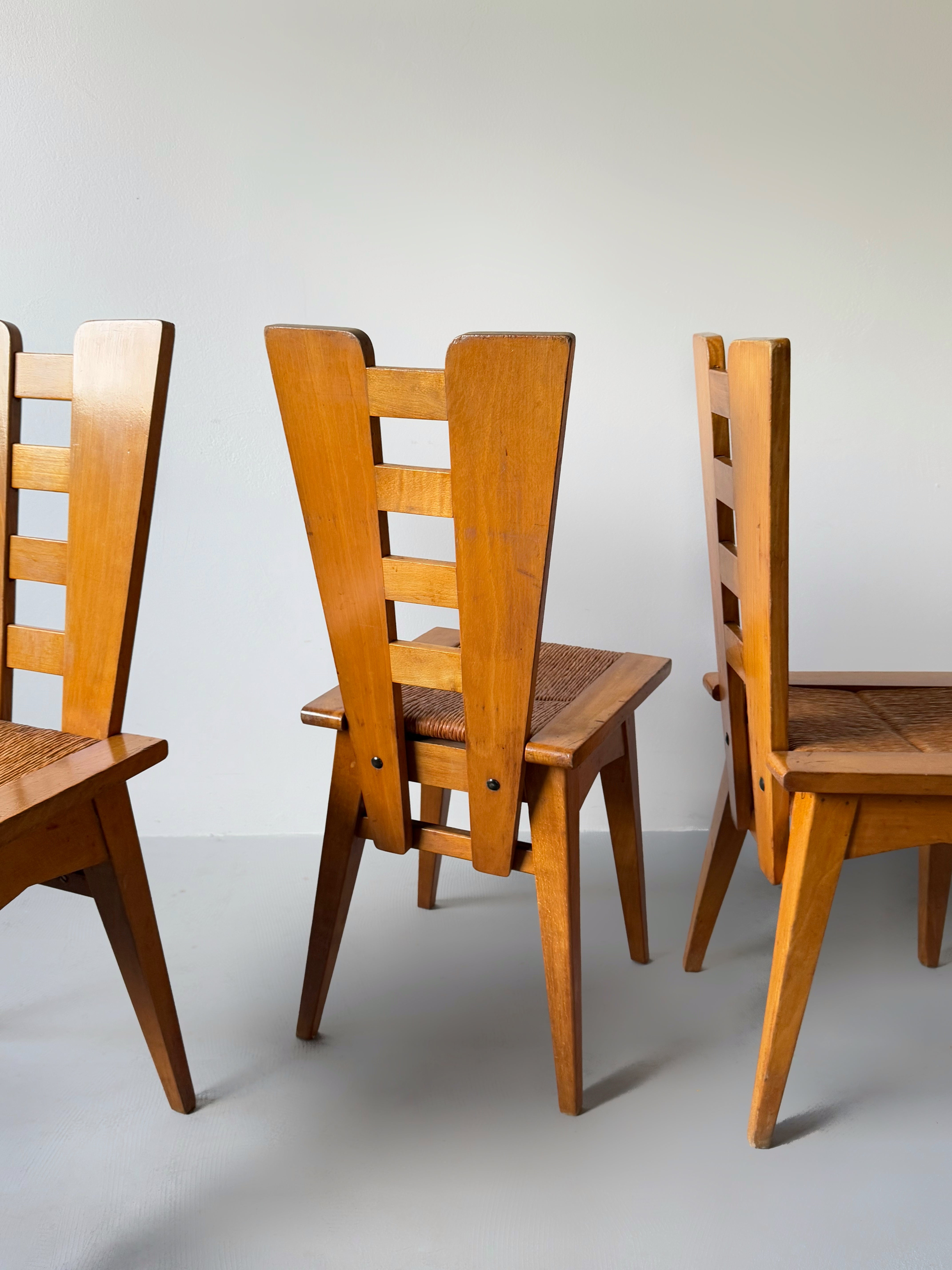 Set of 4 Chairs by Henri Jacques Le Meme, France 1938