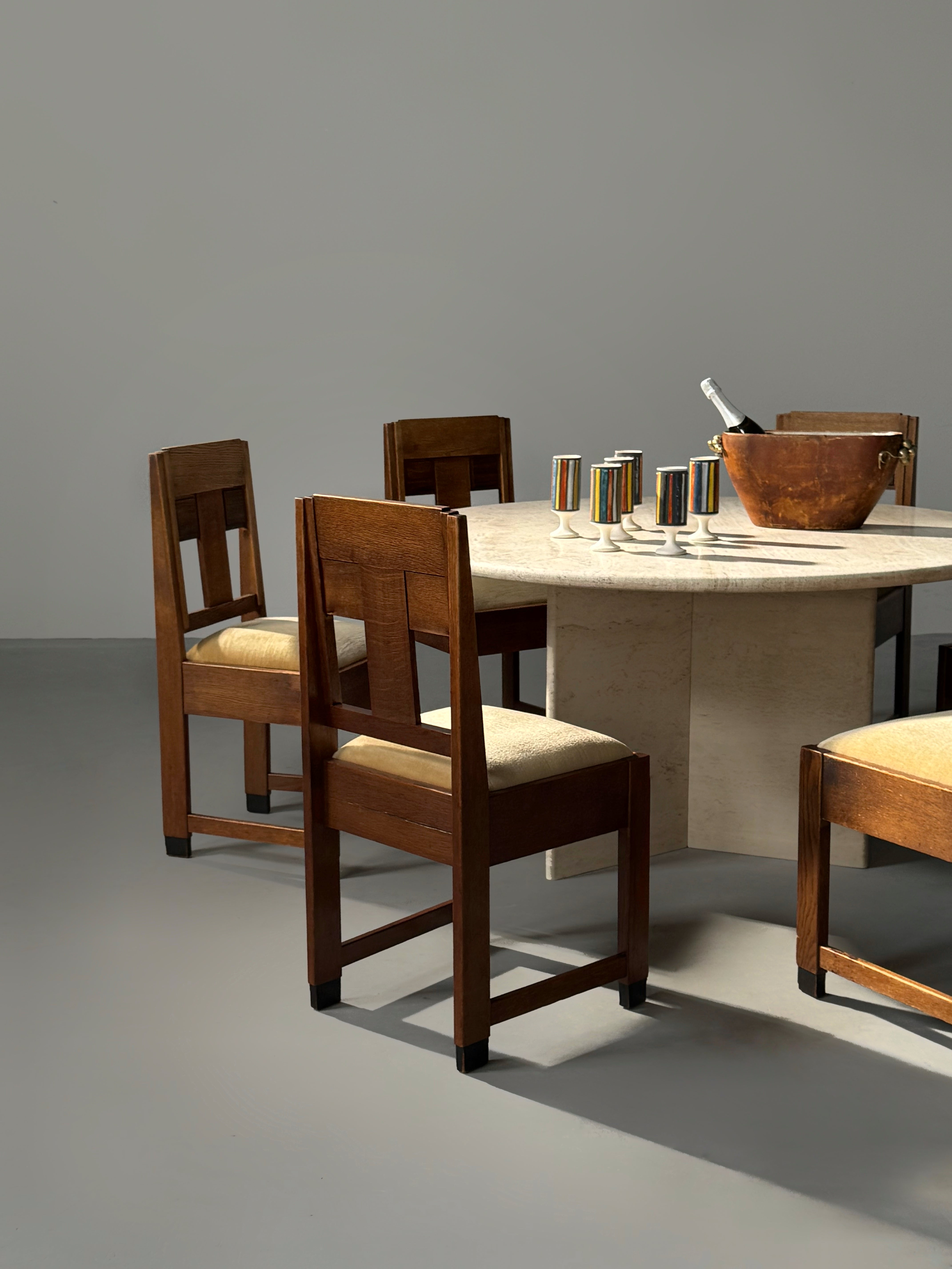 Travertine Round Dining Table