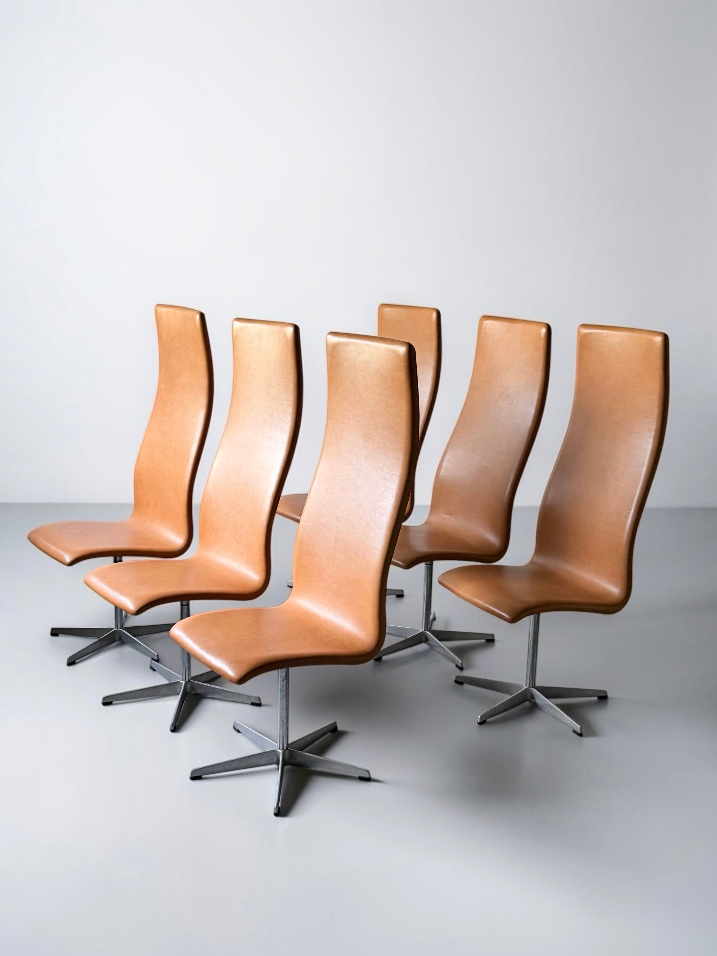 Set of 6 Oxford High-Back Swivel Chairs Model 3162 By Arne Jacobsen For Fritz Hansen, Denmark 1965