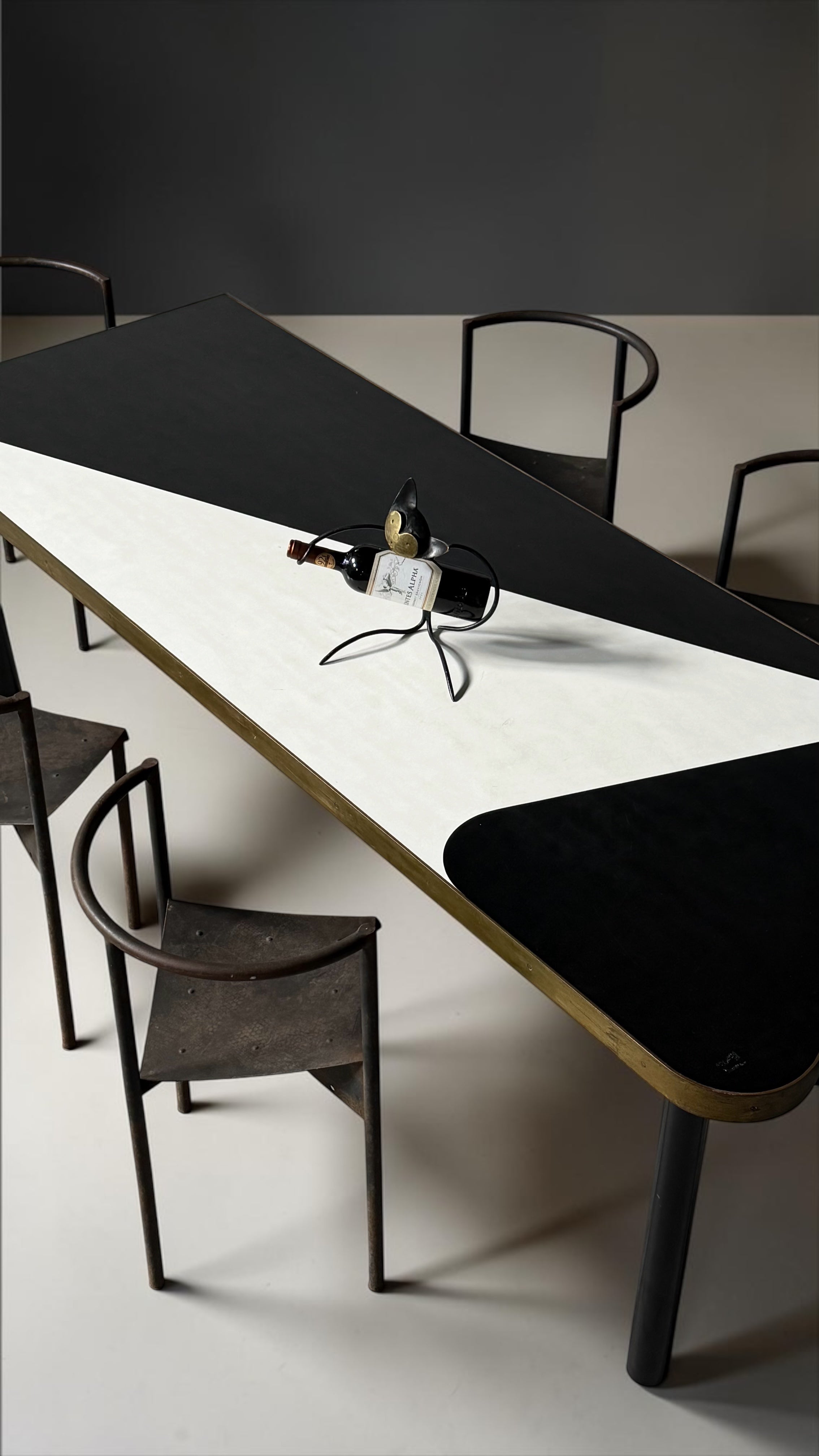 Vintage Table with Brass-Bound Edges
