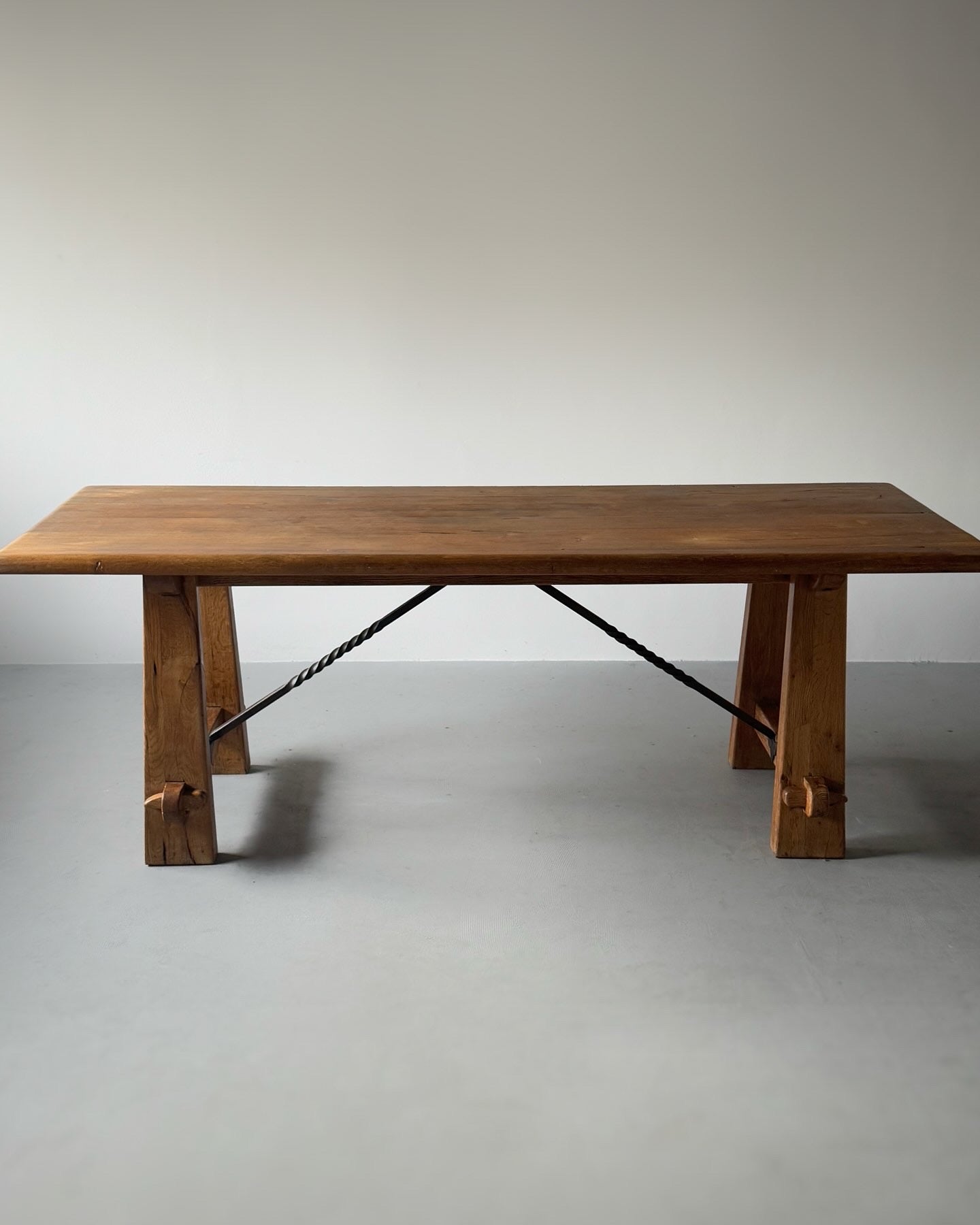 Brutalist Large French oak Dining Table 1950s