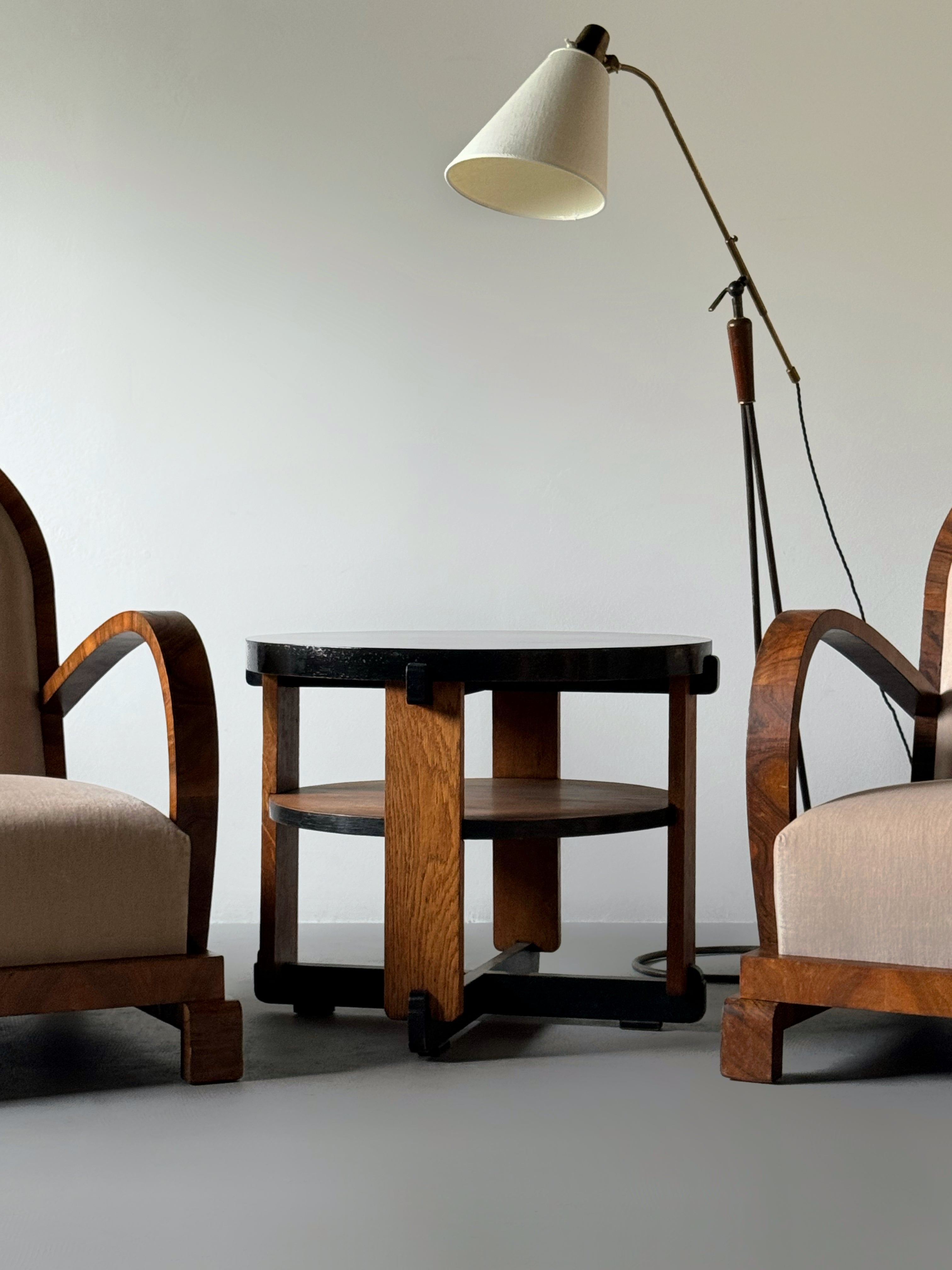 Oak Art Deco Modernist Side Table by Jan Brunott, Netherlands 1920s