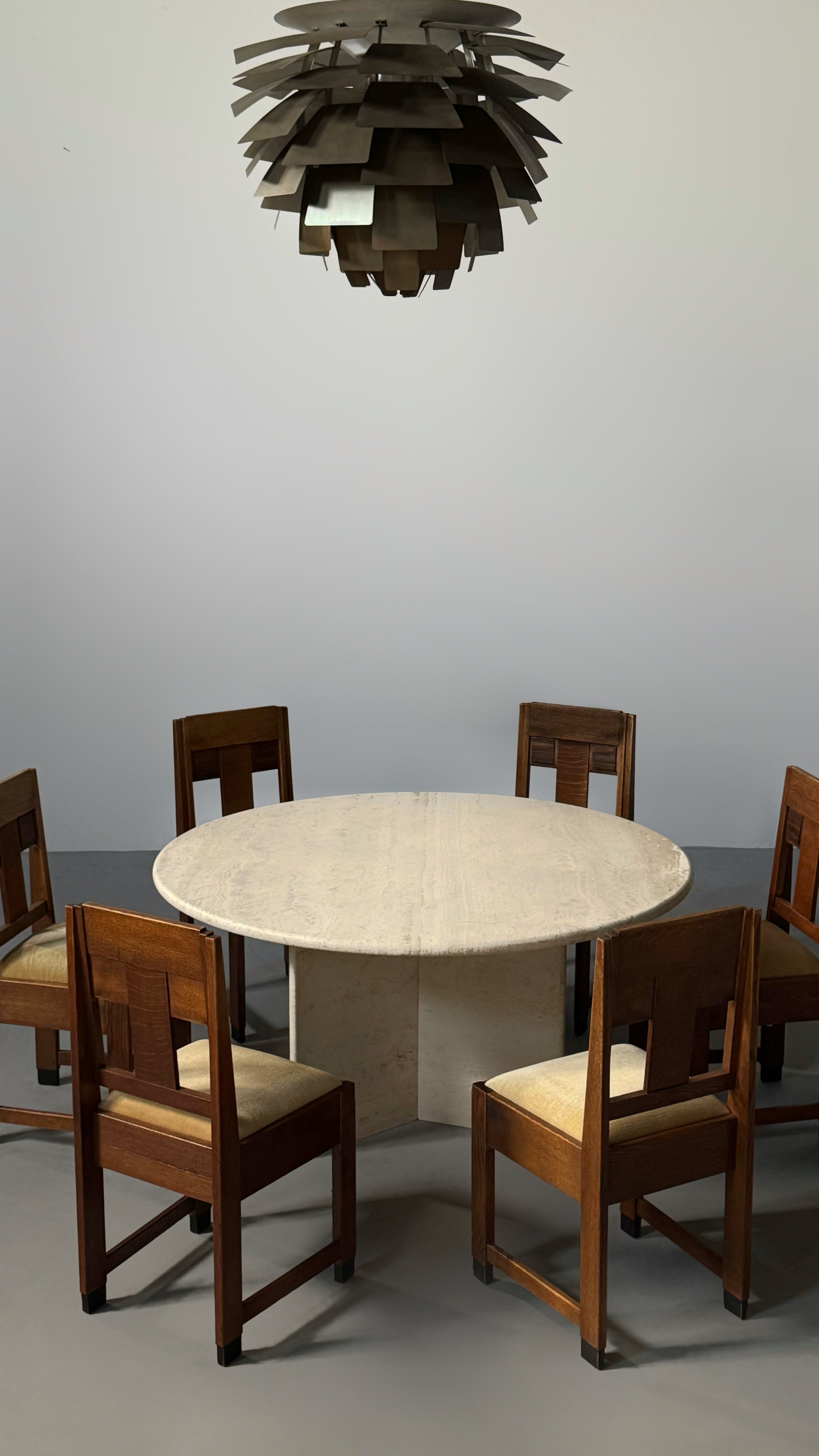 Travertine Round Dining Table